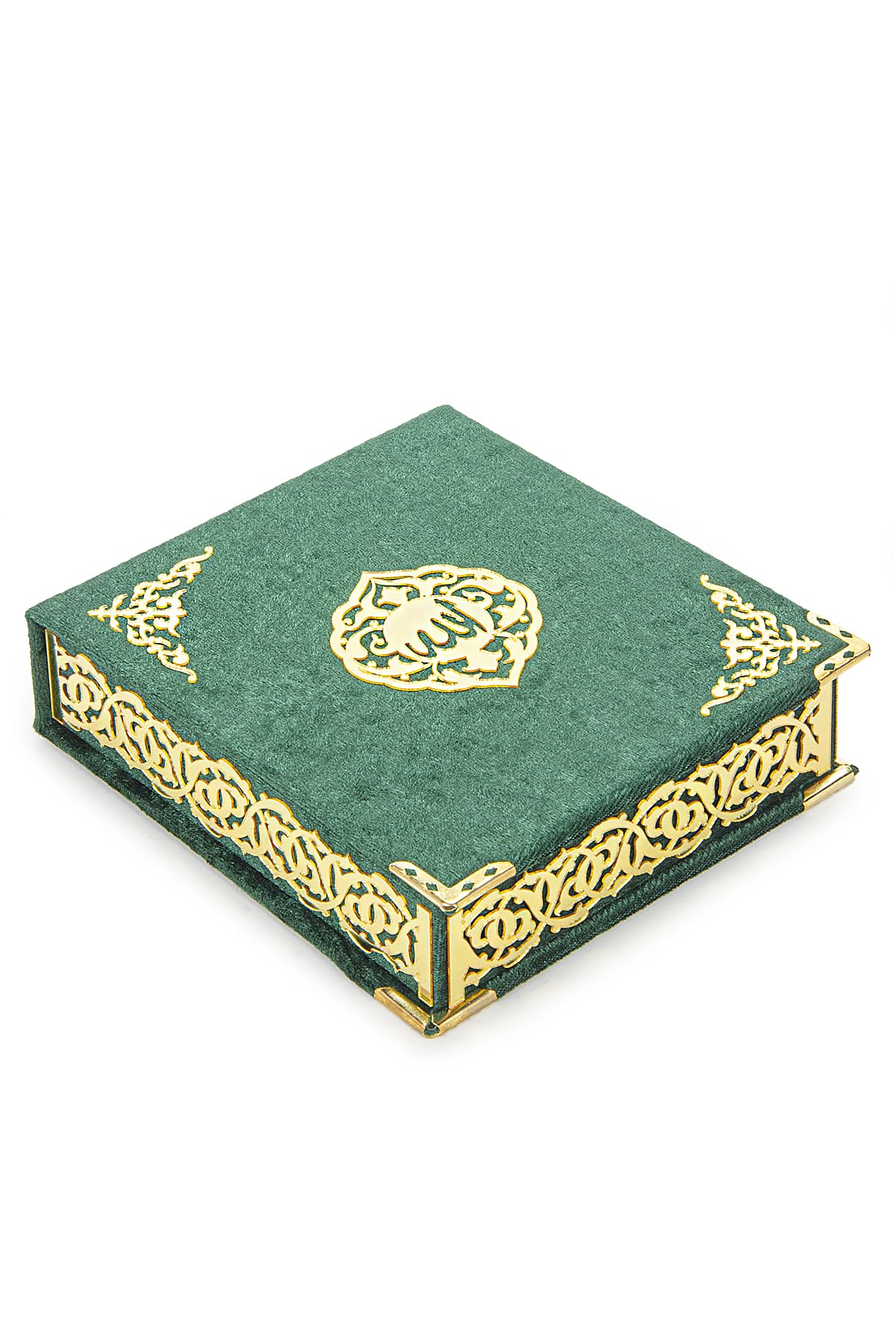 ihvan online, The Holy Qur'an Set, Islamic Prayer Gift Box with Pocket-sized Velvet Covered Quran, Tesbih, Inner Lid Names of Allah (Asmaul Husna), 3 Pieces for Ramadan & Eid & Dowry Gifts, Green - Image 2