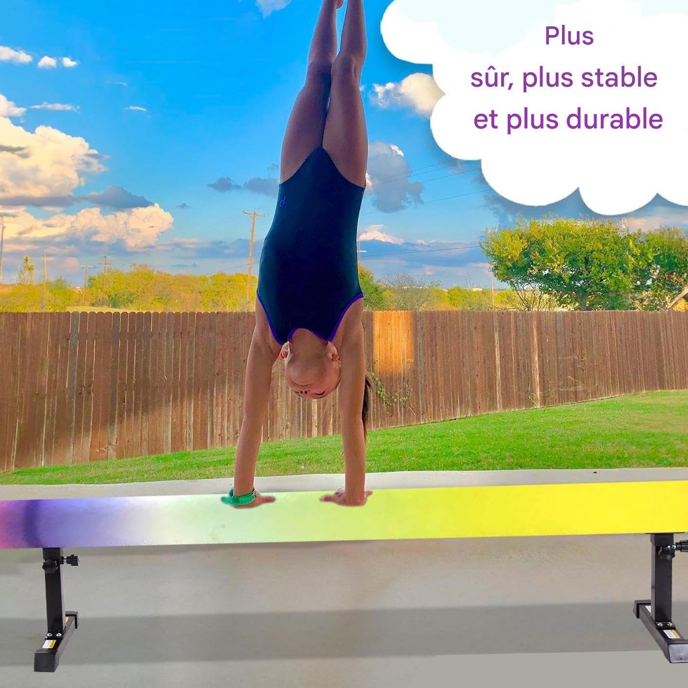 Poutre Gymnastique 5 Hauteurs Réglables Poutress D'Équilibre Enfant Poutre Gym Capacité de charge 50 kg 180 cm de long Équipement d'entraînement de gymnastique à poutres stables de niveau haut et bas