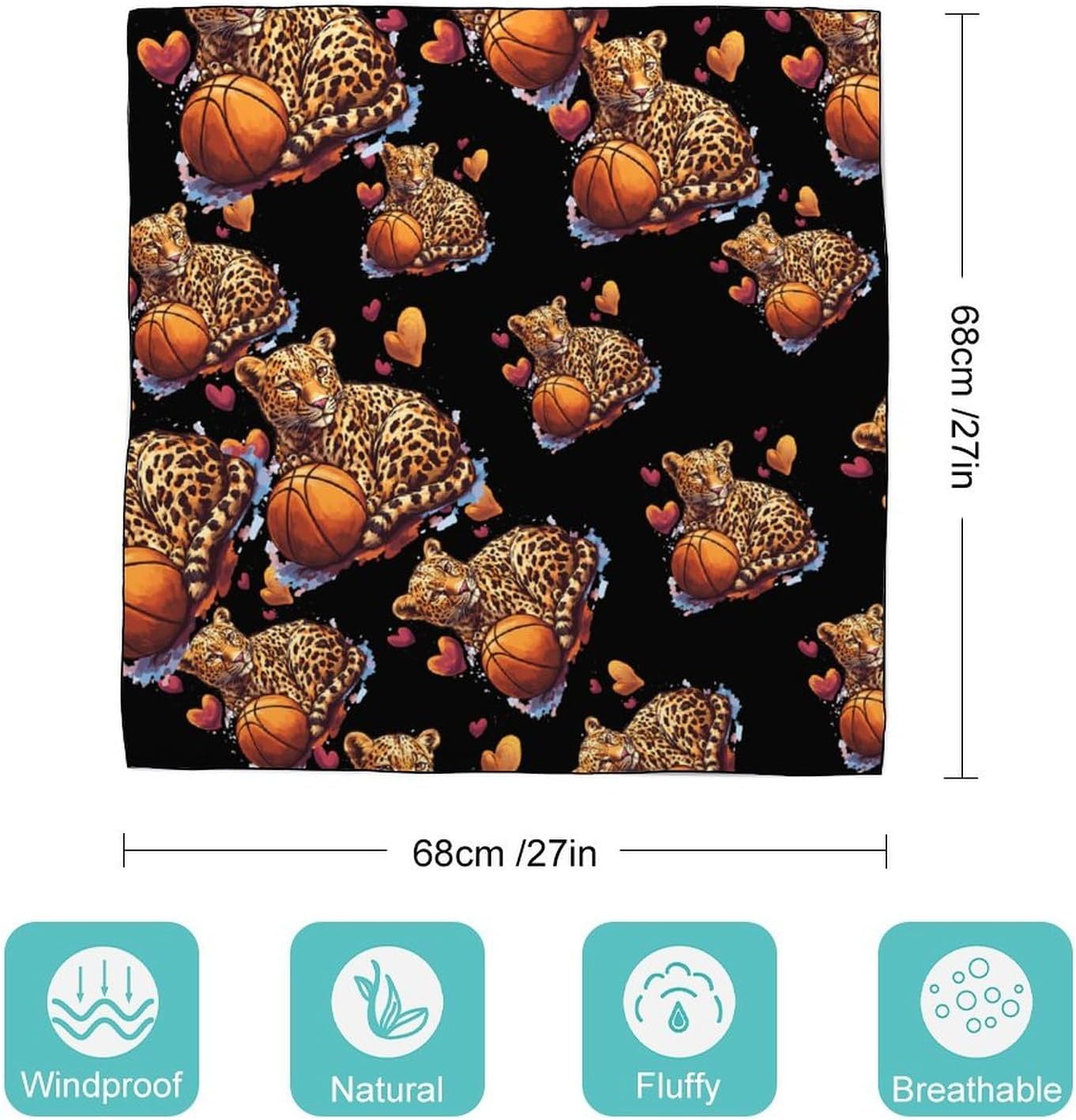 Funny Leopard Basketball Bandana Fashion Head Scarf Square Silk Scarf Print Neck Hair Scarfs for Women Men Gifts