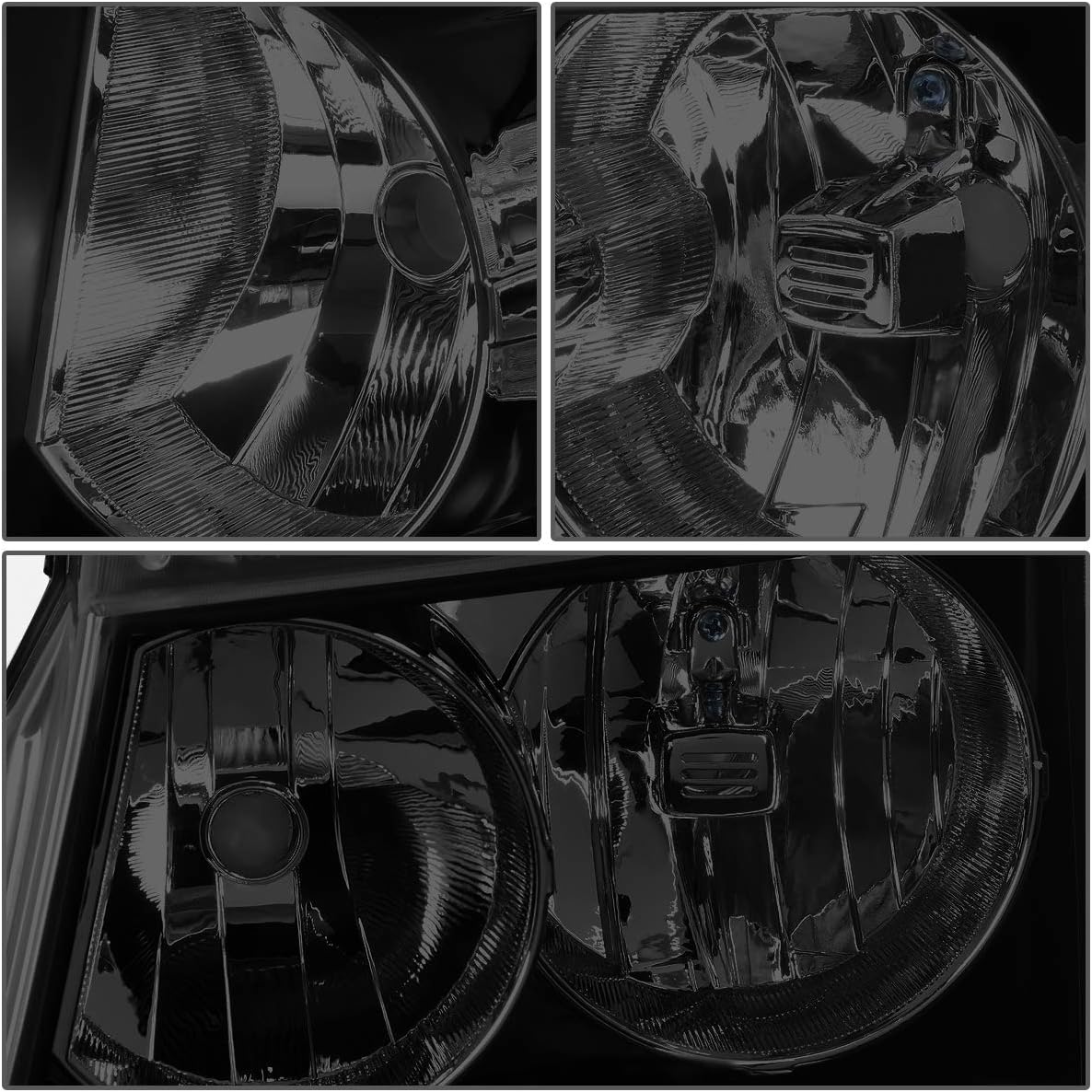 DNA MOTORING HL-OH-CSA07-BK-SM-CL1 Pair Headlights Compatible with 07-14 Chevy Tahoe Suburban 1500/07-13 Avalanche Suburban 2500, Black/Smoke Lens