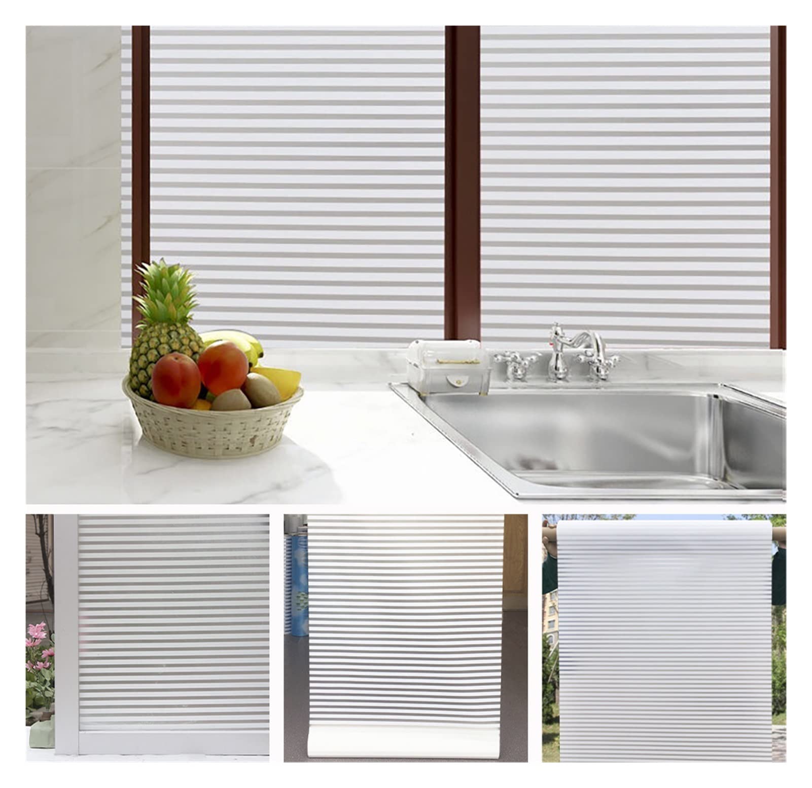 Película de ventana esmerilada de vinilo | Película de vitral mate 3D de varios tamaños for vidrio: decoración del hogar esmerilada(45 x 500 cm)