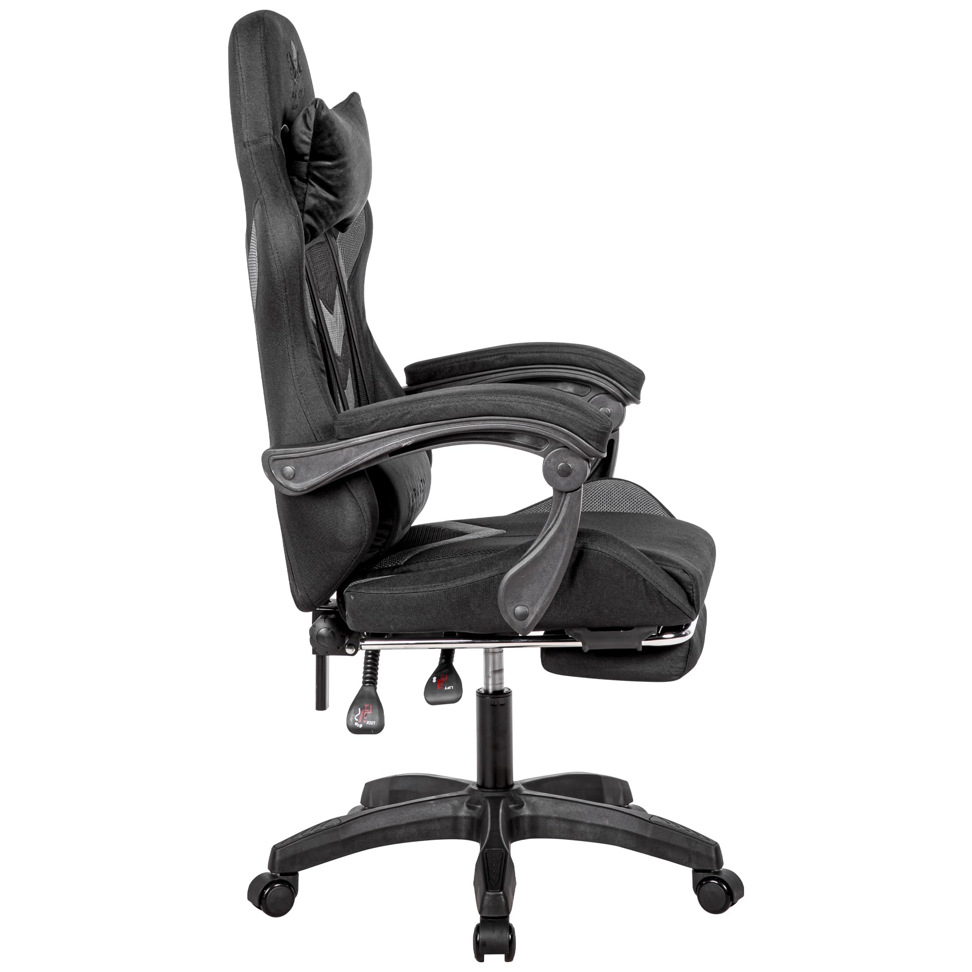 Sedia Gaming Tessuto con Poggiapiedi Ergonomica 130 kg