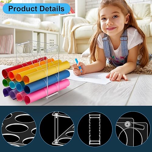 Miniatura 6 de Paquete de 3 rollos de vinilo de almacenamiento de 60 agujeros, organizador de almacenamiento acrílico, soporte de rollo de vinilo de alta