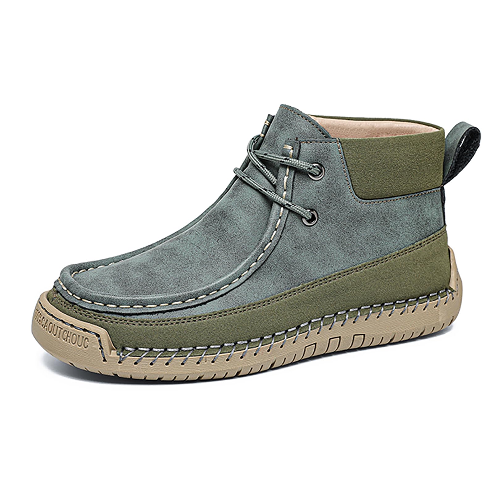 Womens Leather Handmade Desert Boots Casual Lace-Up Comfort Round-Toed Breathable Non-Slip Ankle Boots Walking Driving Flat Loafers