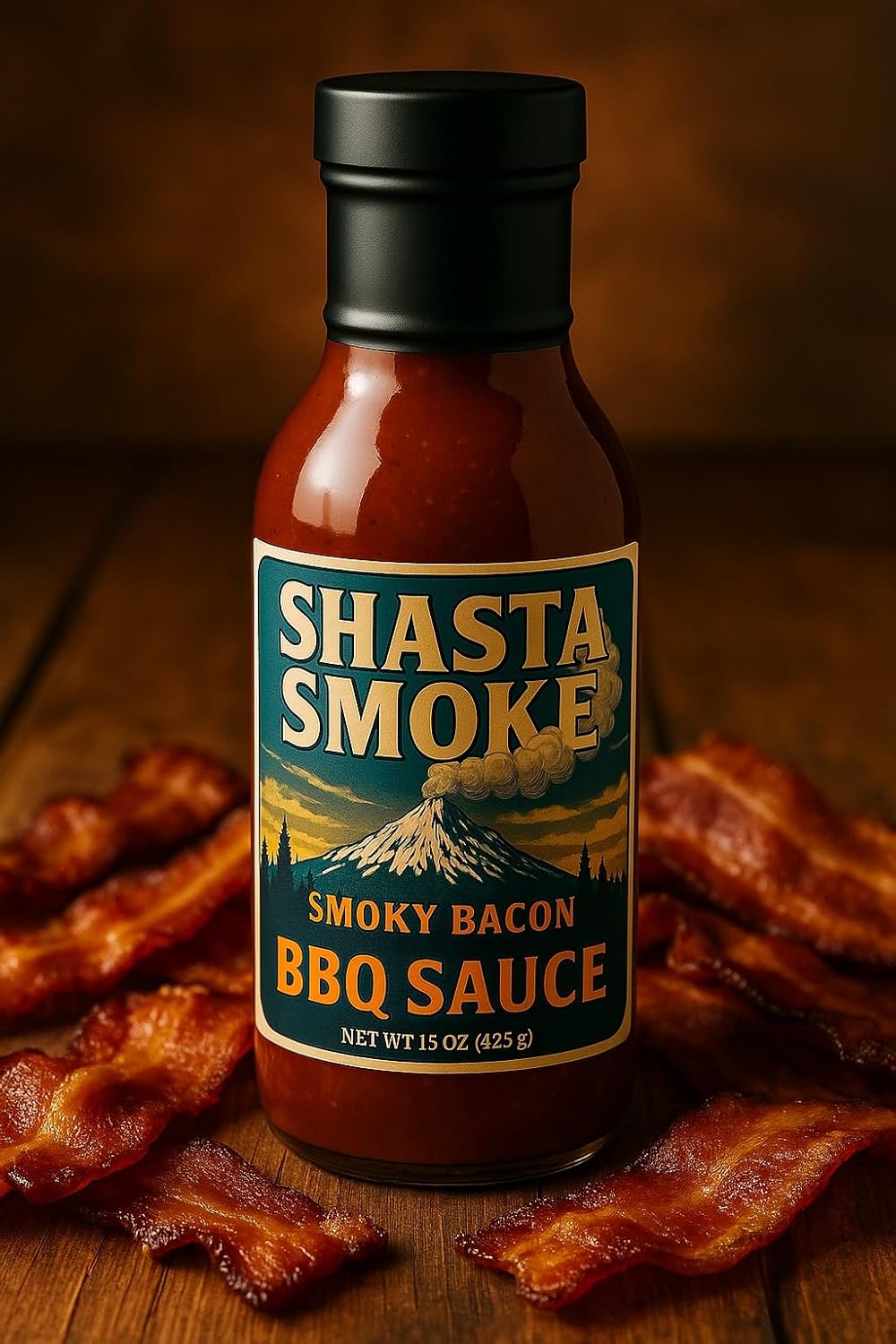 Shasta Smoke Smoky Bacon BBQ Sauce – Gourmet Premium 2-Pack (15oz Bottles)