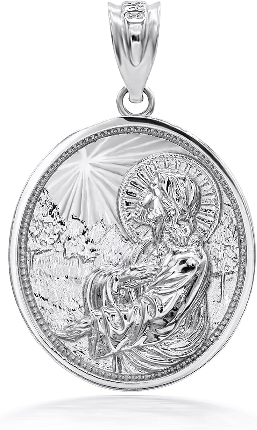 Jesus Christ Sermon On The Mount Pendant Necklace Fine Real Solid 14Kt Gold