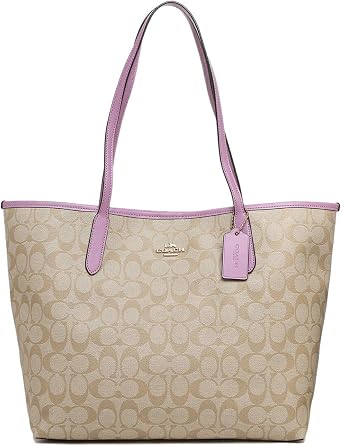 Coach Women's Outlet Tote Bag f5696 City Tote Signature 4 IMRPH Khaki Violet Red
