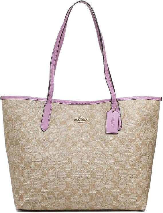 Coach Women's Outlet Tote Bag f5696 City Tote Signature 4 IMRPH Khaki Violet Red