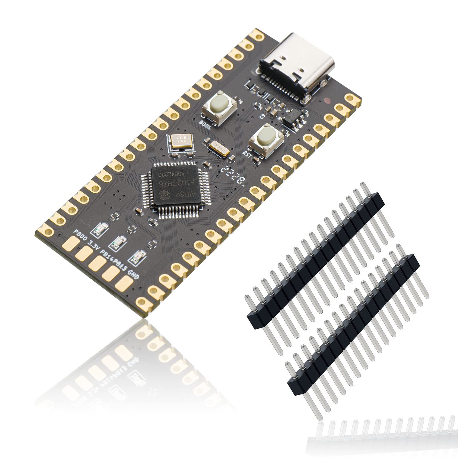 USB-C STM32-Compatible Development Board with 256MB Main Frequency, 96KB RAM AIR32F103CBT6 Chips, Good for KEIL MDK, IAR, PyOCD Projects, 40 Pins, Built-in DAPLink