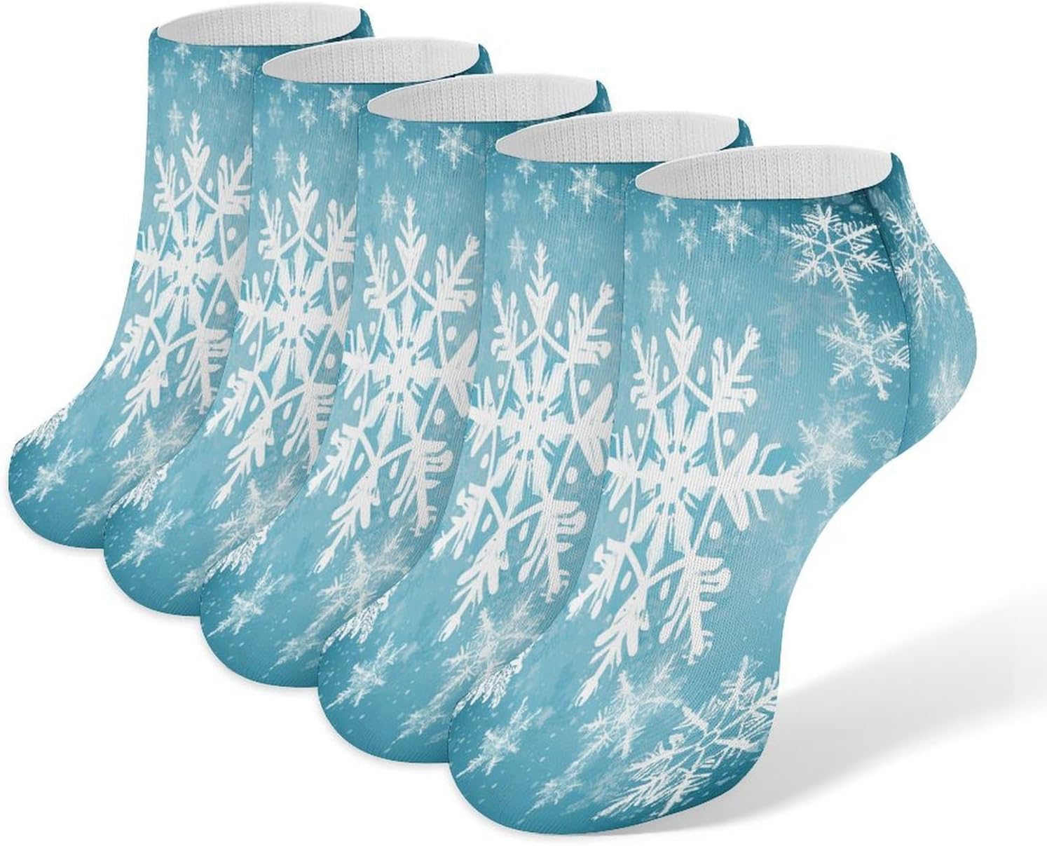 Winter Snowflake Ankle Sock,Cushioned Crew Socks Low Cut Compression Running Sock with Ankle Support for Men Women(5 Pairs)