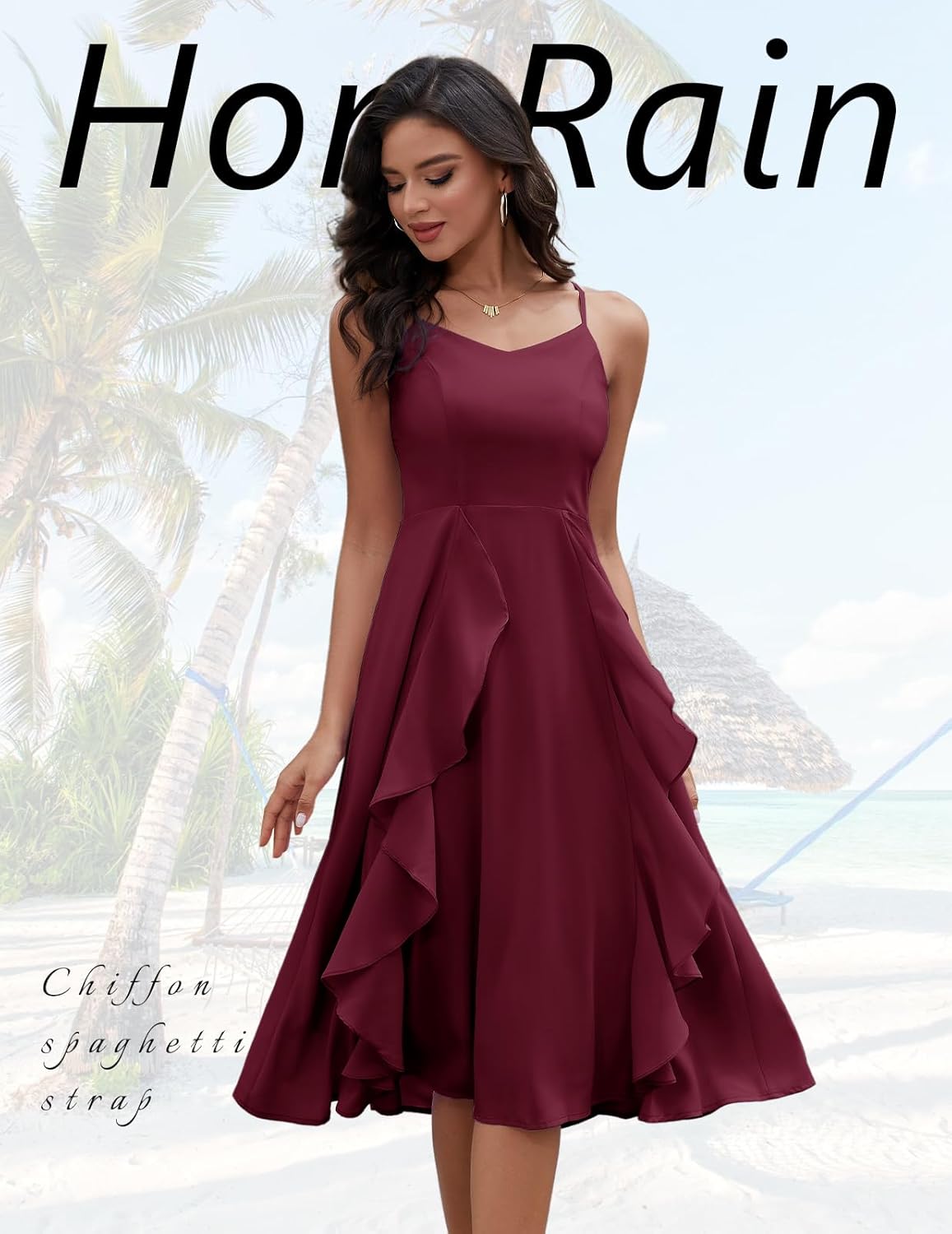 HomRain Women's Cocktail Tea Party Beach Dresses Formal Graduation Wedding Guest Chiffon Summer Evening Elegant Dress 2025 - Image 4