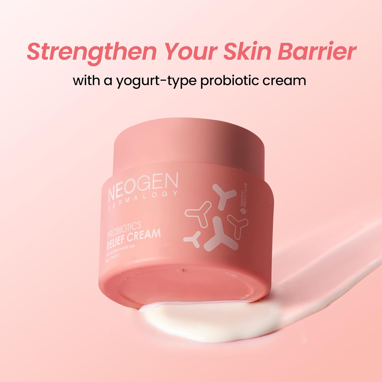 NEOGEN Probiotics Relief Cream 1.76 oz (50g) - Hydrating & Firming Facial Moisturizer with Probiotics Lactobacillus & Bifida & Collagen - Korean Skin Care
