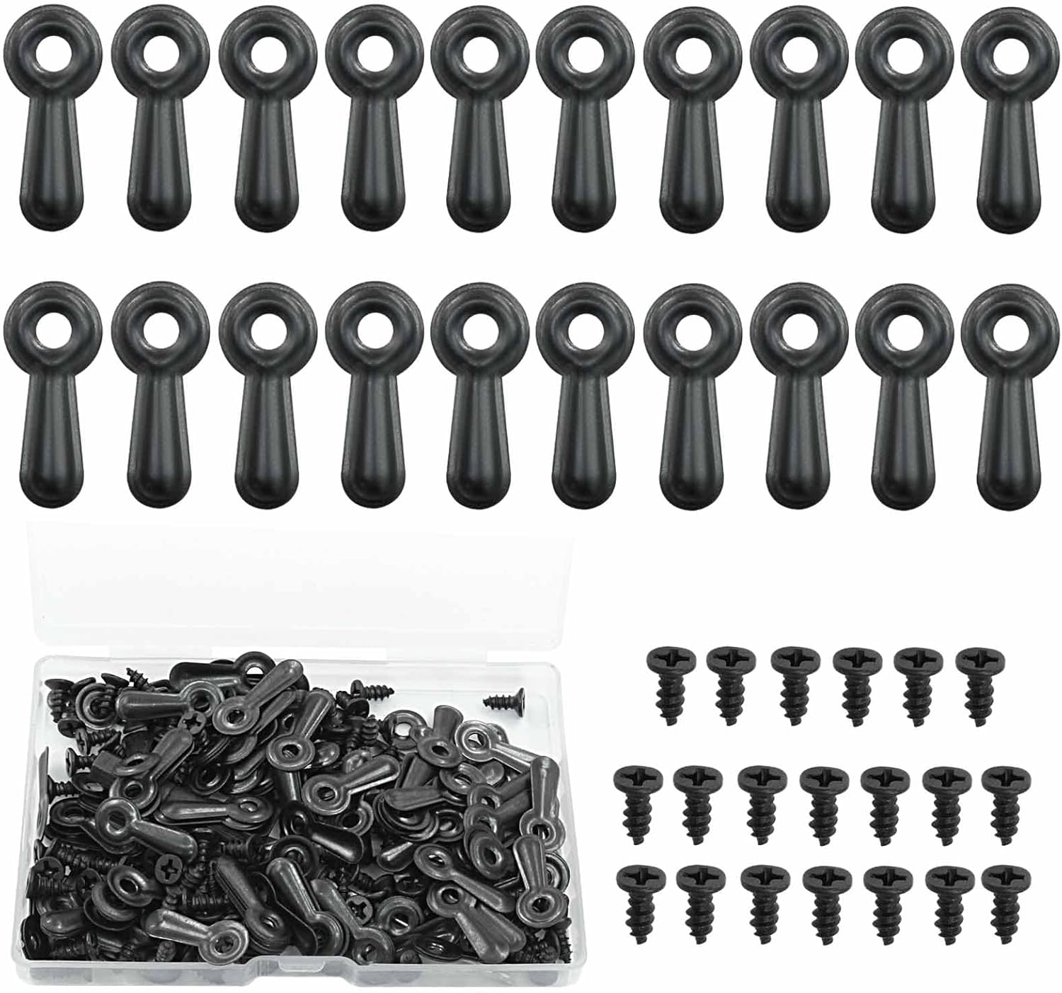 Hordion 120pcs Picture Frame Turn Button Fasteners, Picture Frame Clips Photo Frames Hardware Backing Clips with Screws for Hanging Pictures Drawing Photos, Black