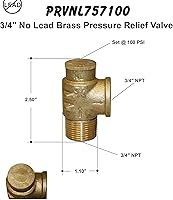 Vista 6 de Merrill MFG PRVNL757100-3/4" Válvula de alivio de presión sin plomo, 100 PSI, latón, NPT