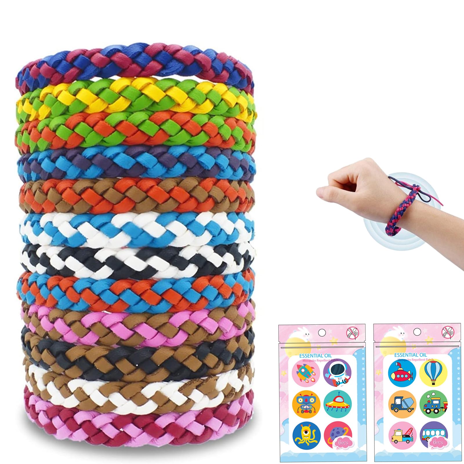 MMOOUPMosquito Repellent Bracelets, DEET-Free Insect & Bug Repellent Wrist Bands f, Individually Wrapped DEET-Free Bands for Adults & Kids Indoor Outdoor Sleeping Traveling Camping Fishing (24pcs)