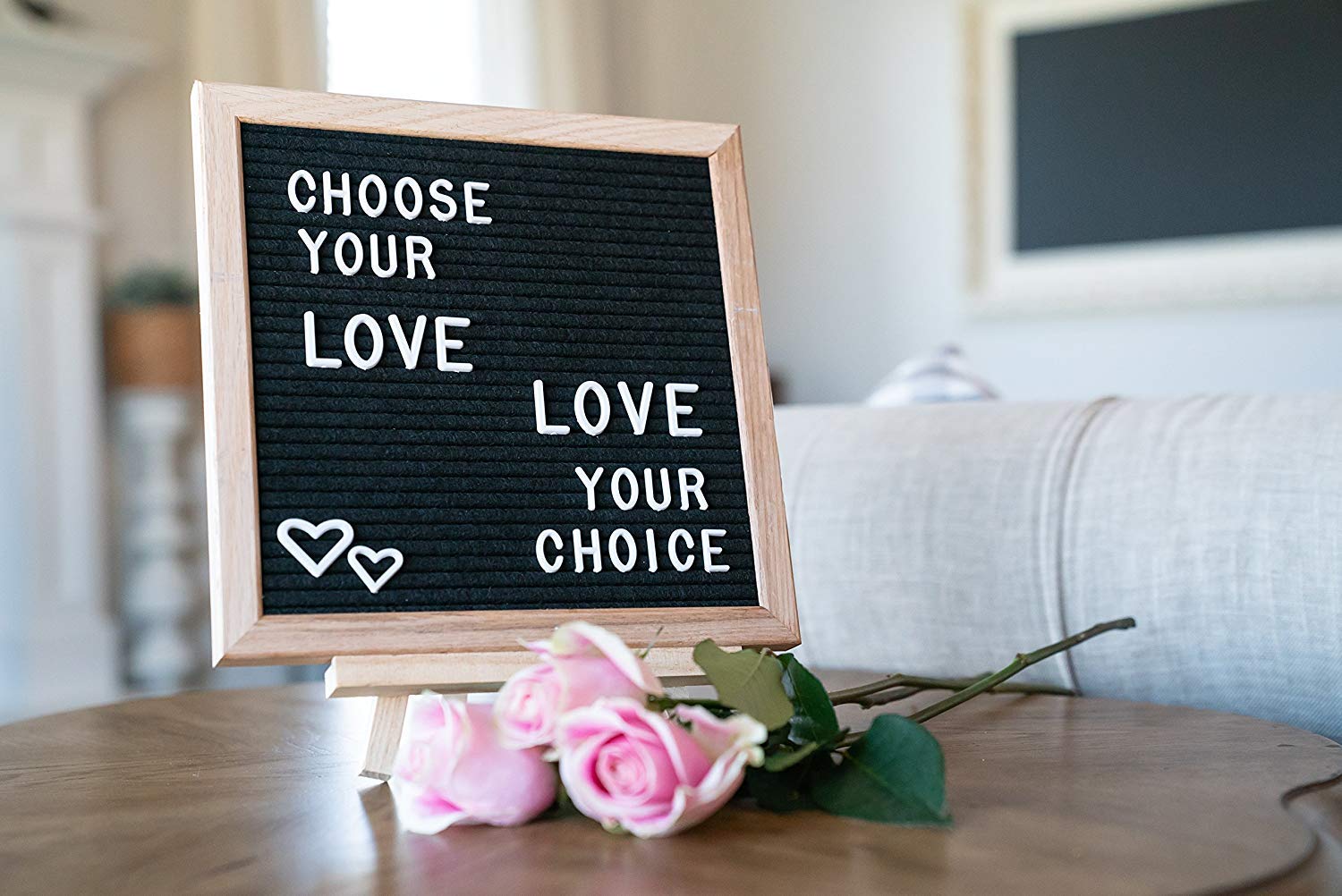 Felt Letter Board 10x10 (Black) +685 PRECut Letters +Stand +UPGRADED WOODEN Sorting Tray