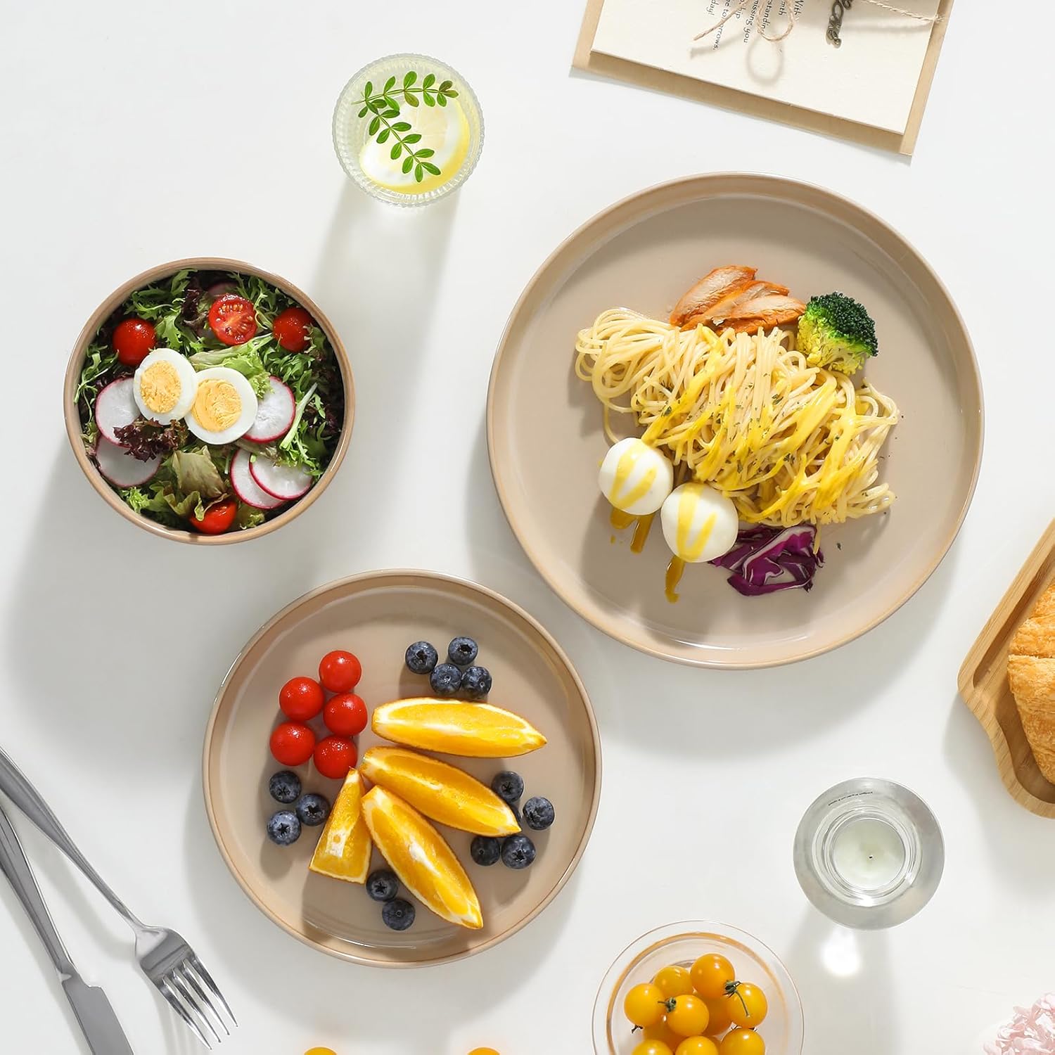 vancasso PLAYA Ceramic Plates and Bowls Sets, 18 Pieces Brown Dinnerware Sets for Kitchen, Reactive Glaze Dishes Set for 6, Dishwasher and Microwave Safe - Image 7