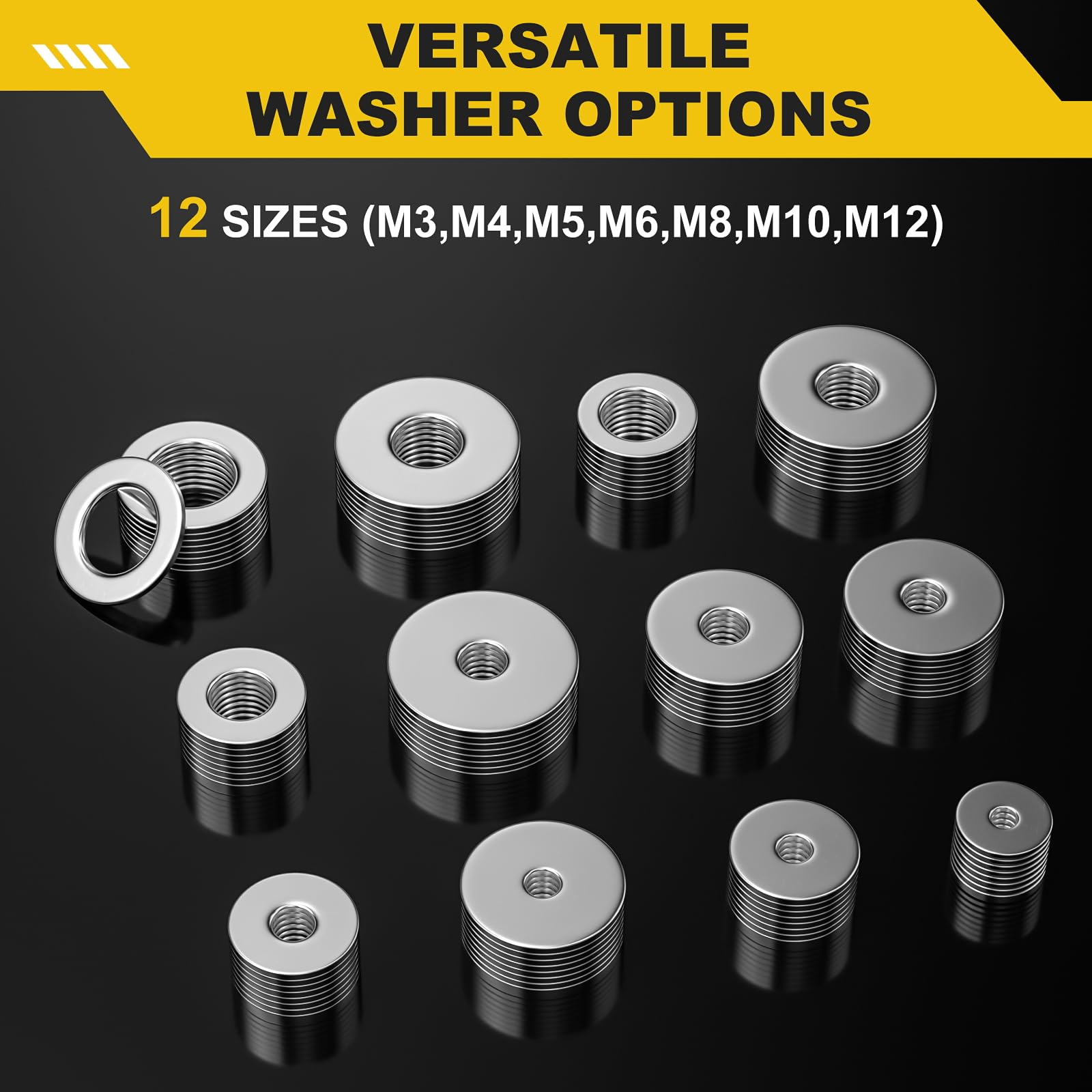 Stainless Steel Washers - 108 Pcs Assortment Kit -7 Stainless Steel Washers - 108 Pcs Assortment Kit -7