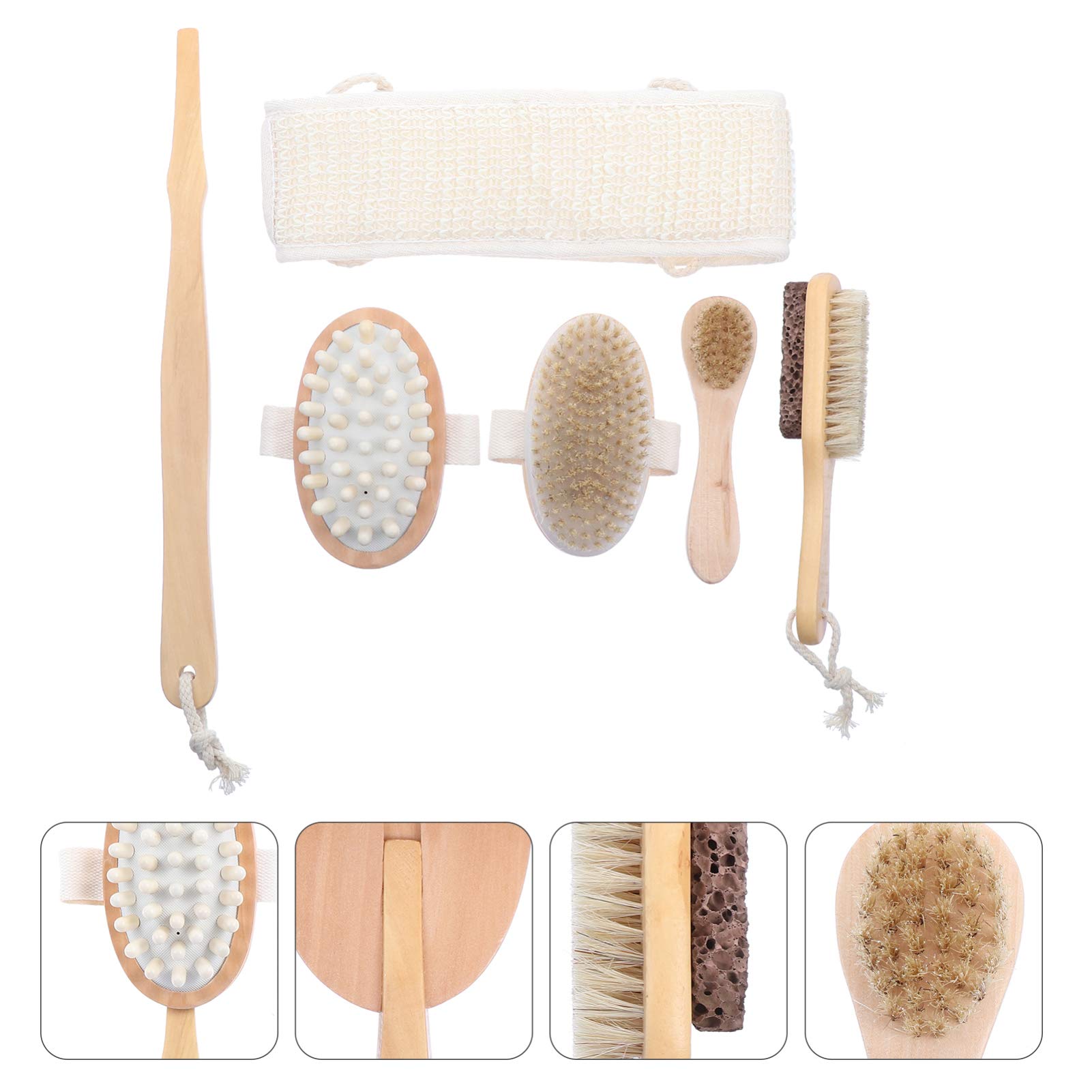 Gatuida 6 Stück Spa Badezimmer mit Rückenpeeling Bürste Massagebürste Langem Griff Weichem Material für Männer Frauen Haken zum Aufhängen