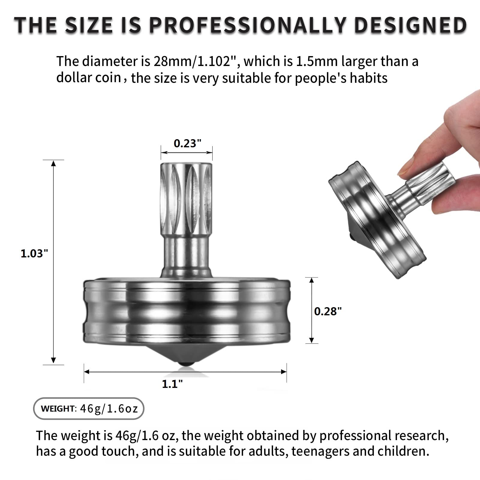 Trottola Giroscopio In Acciaio Inox - Giocattolo Antistress Con Tempo Di Rotazione Fino A 15 Minuti - Foto 8