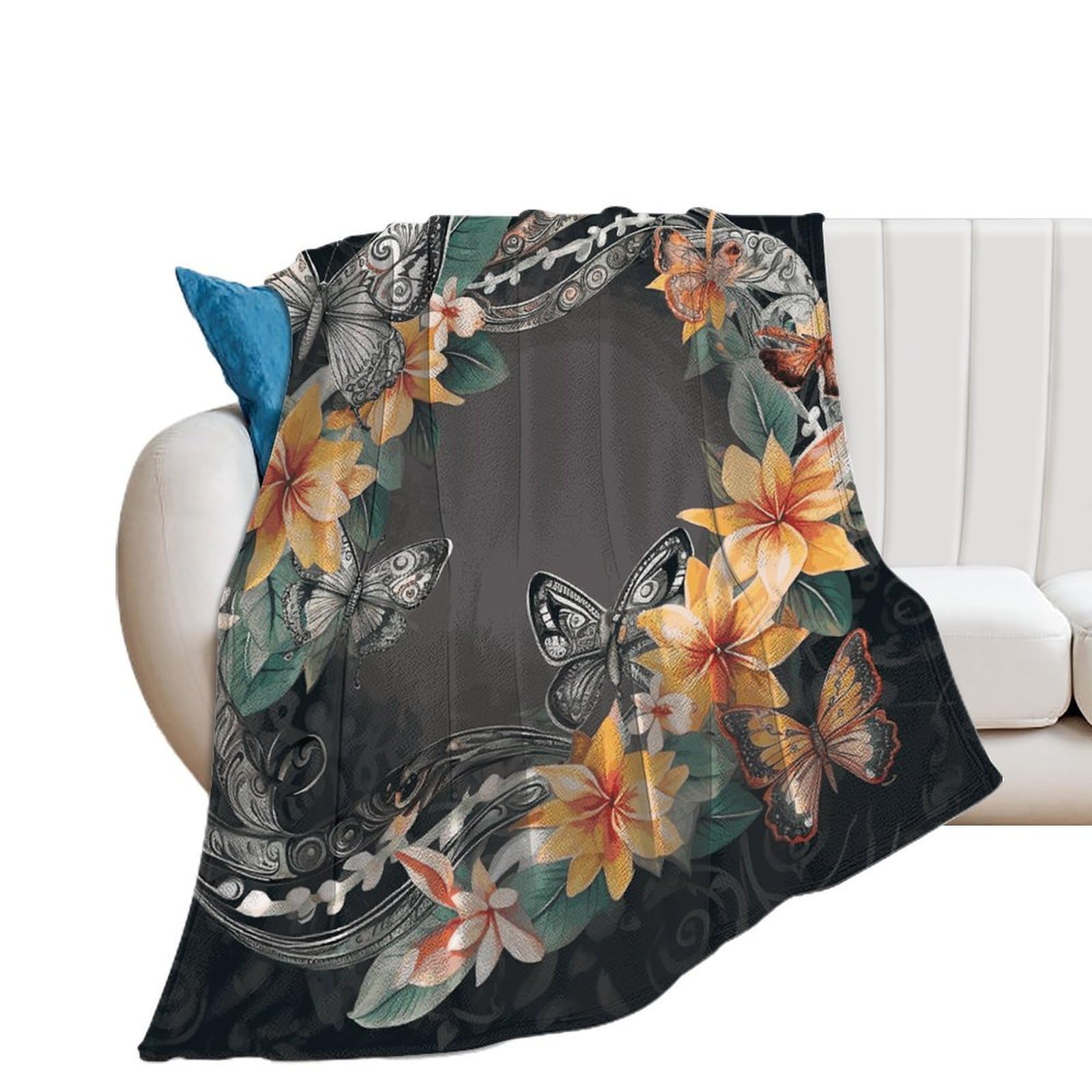 Couverture flanelle canapé lit voyage microfibre papillons