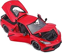 Vista 5 de 2020 Chevrolet Corvette Stingray C8 Dark Gray Metallic with Racing Stripes 1/18 Diecast Model Car by Maisto