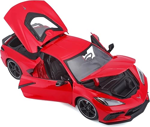 Miniatura 5 de Maisto Chevrolet Corvette Stingray C8 Gris oscuro metálico con rayas de carreras 1/18 Modelo de coche fundido a troquel 2020