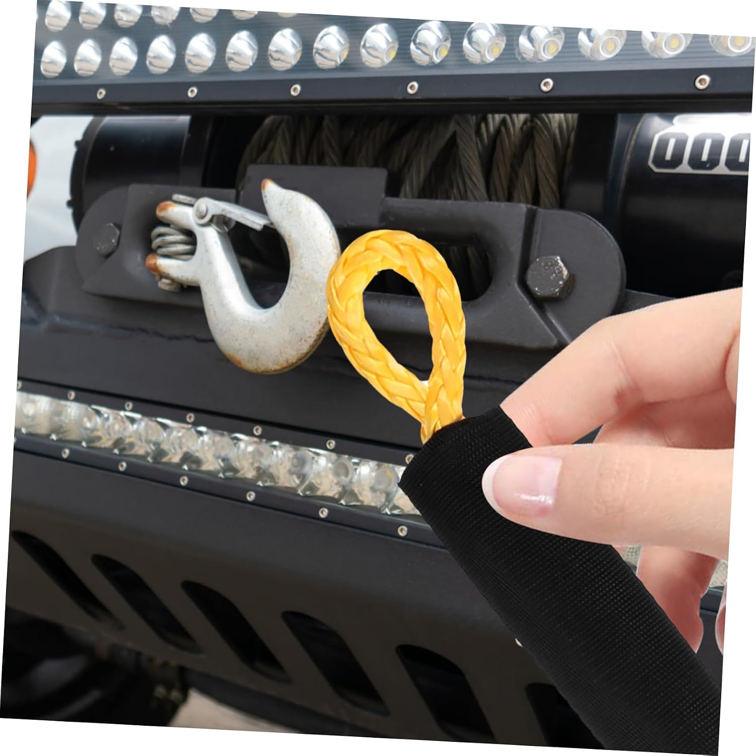 Winch Rope Protector Sleeve Durable Winch Cable Cover Lightweight Easy to Install for Off Road Vehicles Trailers and Boats Wide Long