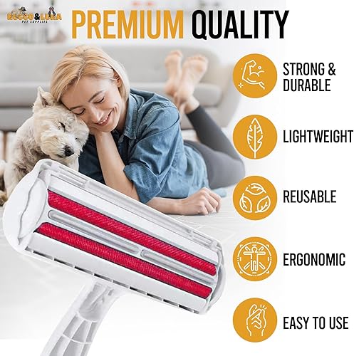 Miniatura 3 de Rocco and Luna Pet Supplies - Rodillo de pelusa para pelo de mascotas  Removedor de pelo de gatos y perros multisuperficie reutilizable para ropa,