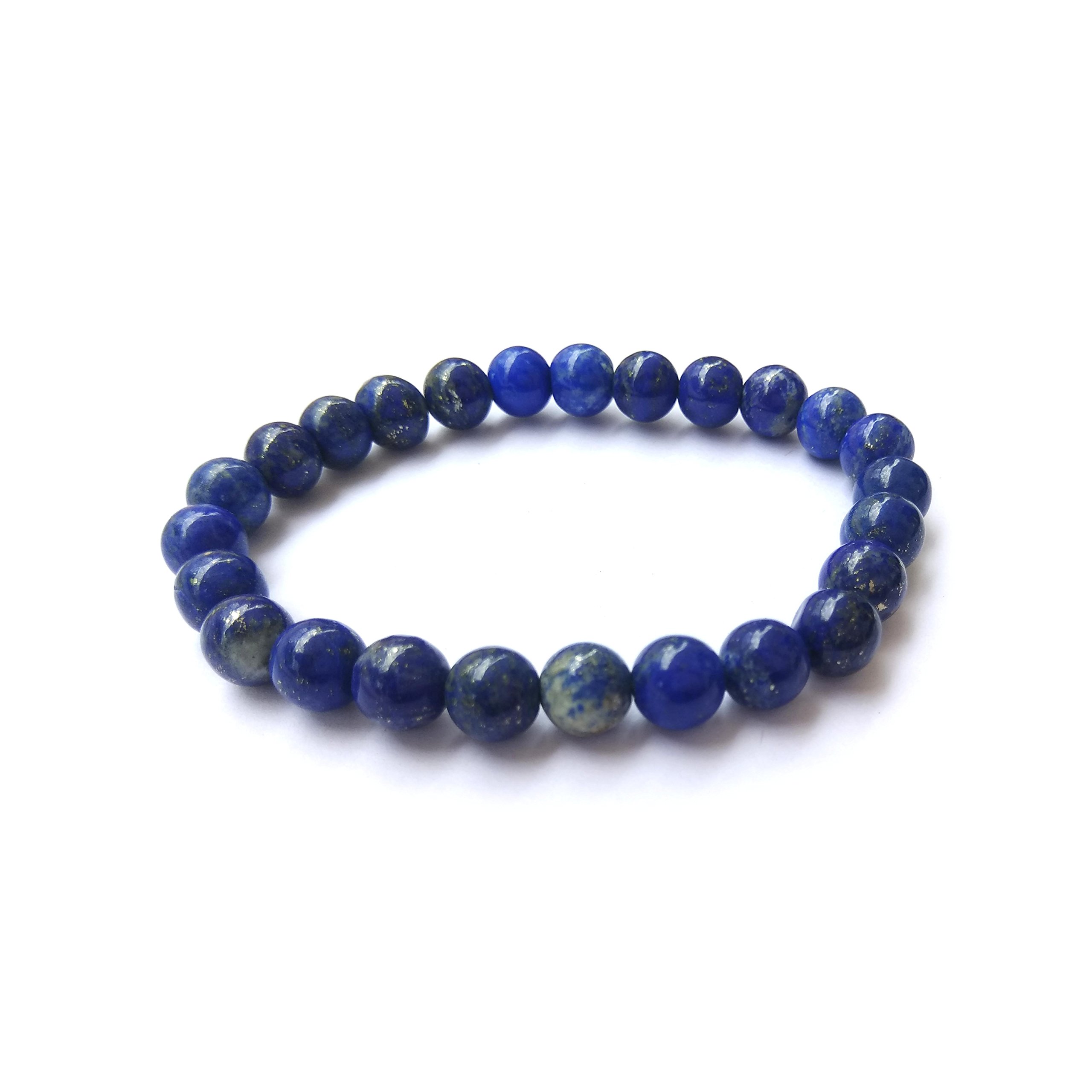 SHINDE EXPORTSNatural Semi Precious Gemstone Bracelet Crystal Round Loose Beads for Men & Women. 8mm, M, Crystal, Lapis Lazuli