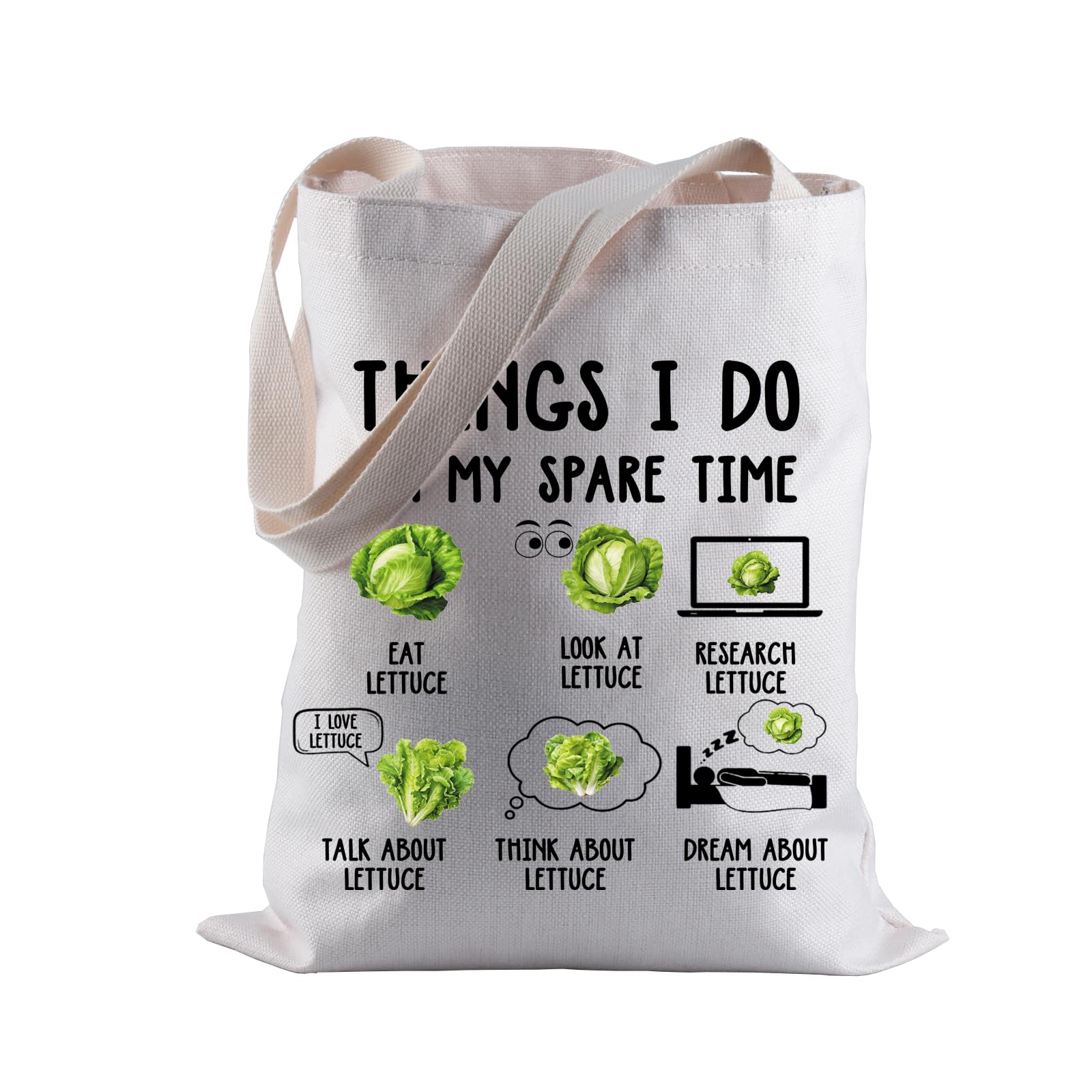 Funny Lettuce Tote Bag Lettuces Lover Gift Things I Do In My Spare Time Shopping Bag for Lettuces Farmer (Lettuce)