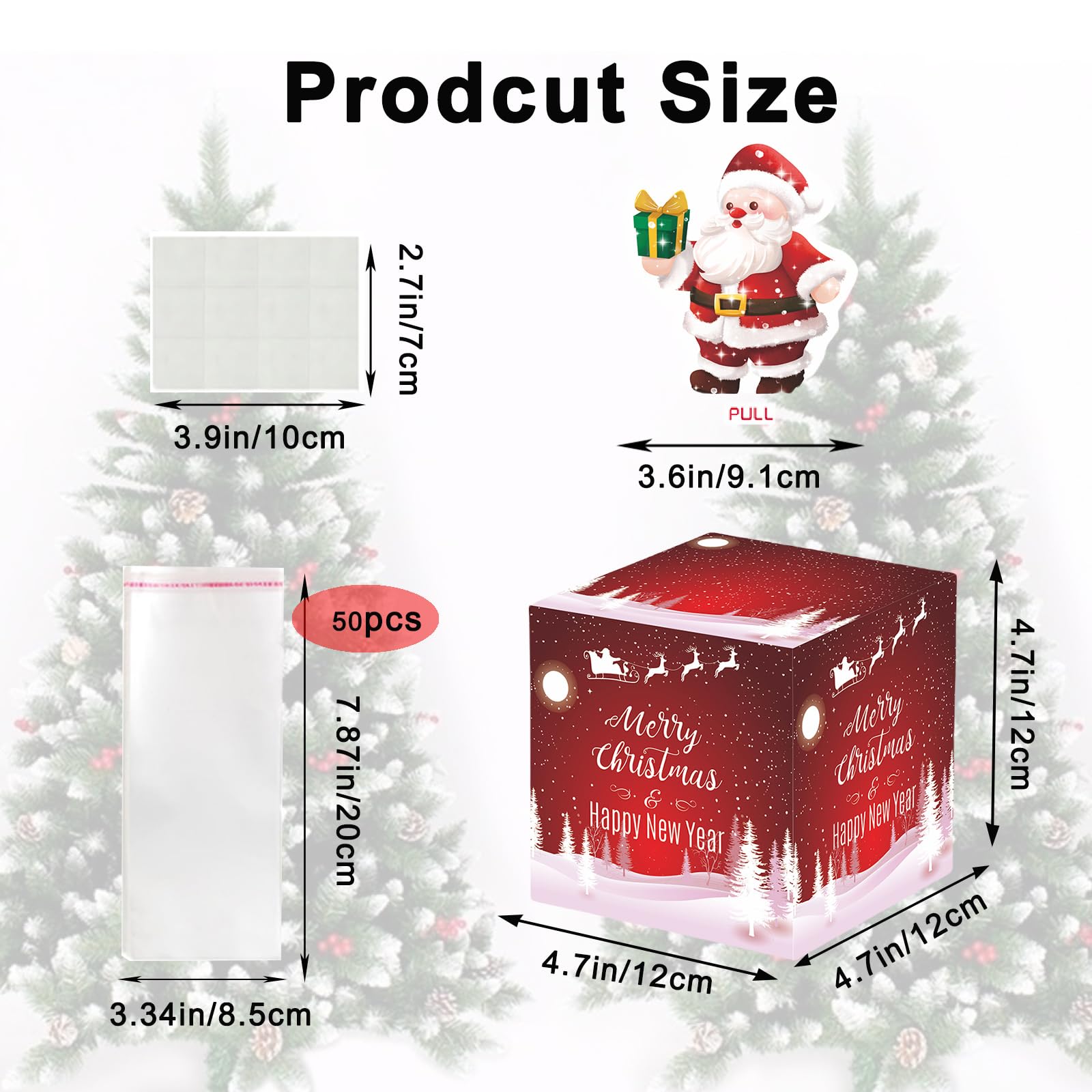 Christmas Money Box for Cash Gift,Christmas Pull Surprise Money Gift Box for Kid/Adult Presents,Money Cake Pull out Cash with Xmas Card and 50P Bags,Money Reveal Boxes Xmas Party Money Boxes for Cash - Image 2