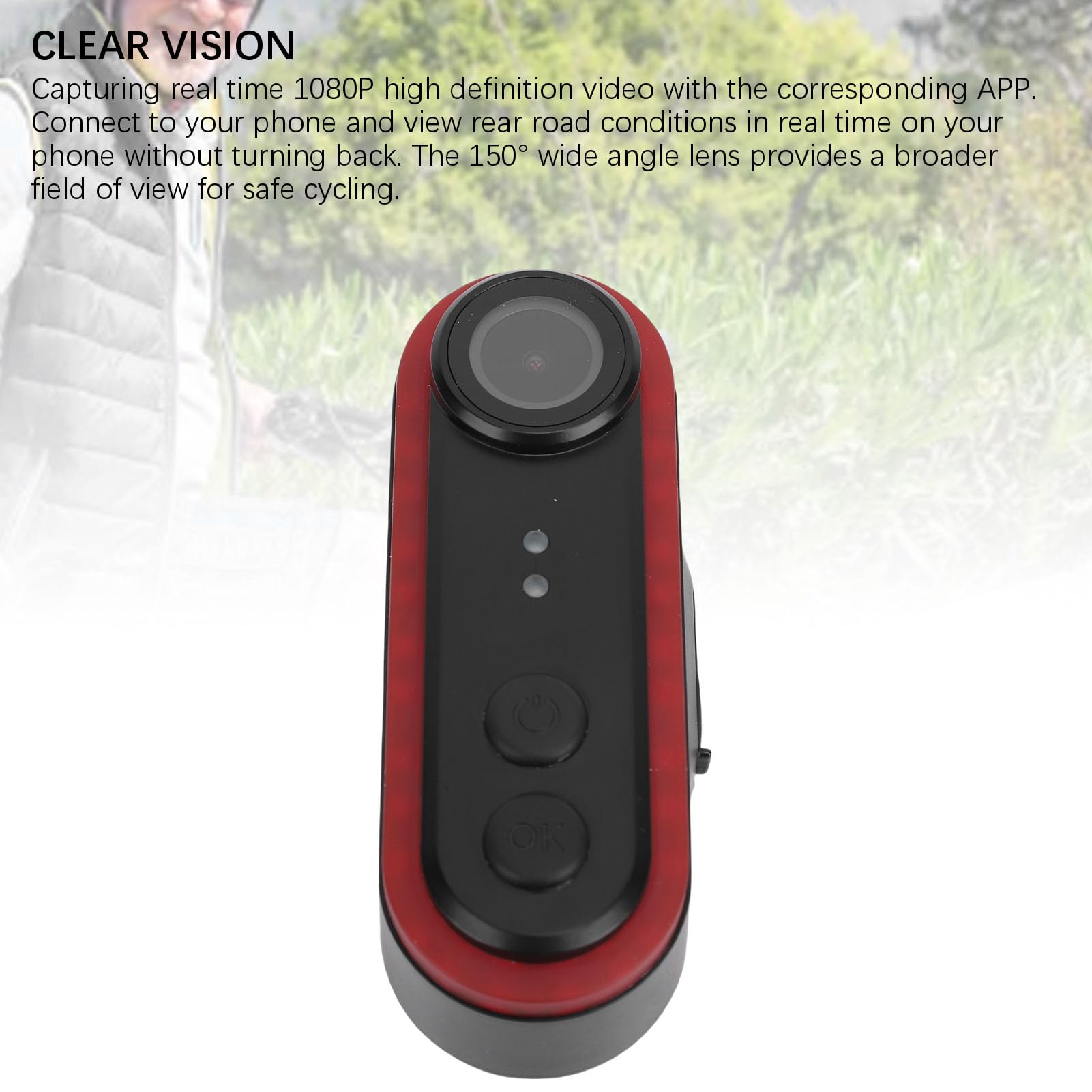 Kamera Rowerowa z Ogonem światła 1080p HD Dash Cam, 150 ° Widok Sportowa Kamera Akcji, Kamera Wideo do Jazdy na Rowerze Sporty na świeżym Powietrzu (32GB)