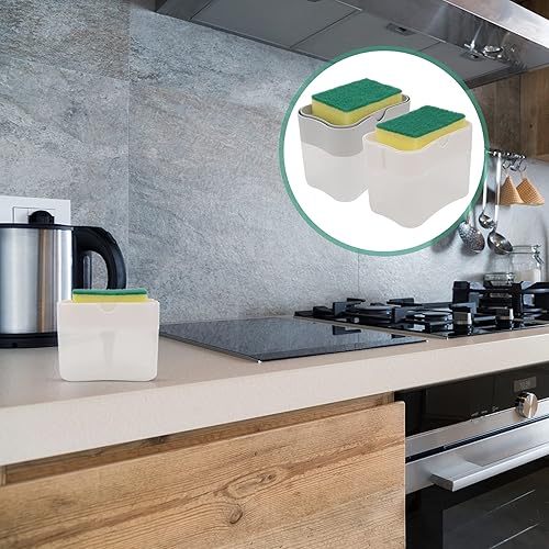 Miniatura 7 de Cabilock Juego de 2 dispensadores de jabón para lavavajillas, soporte de esponja para bomba de jabón líquido automático, diseño de ahorro fácil de