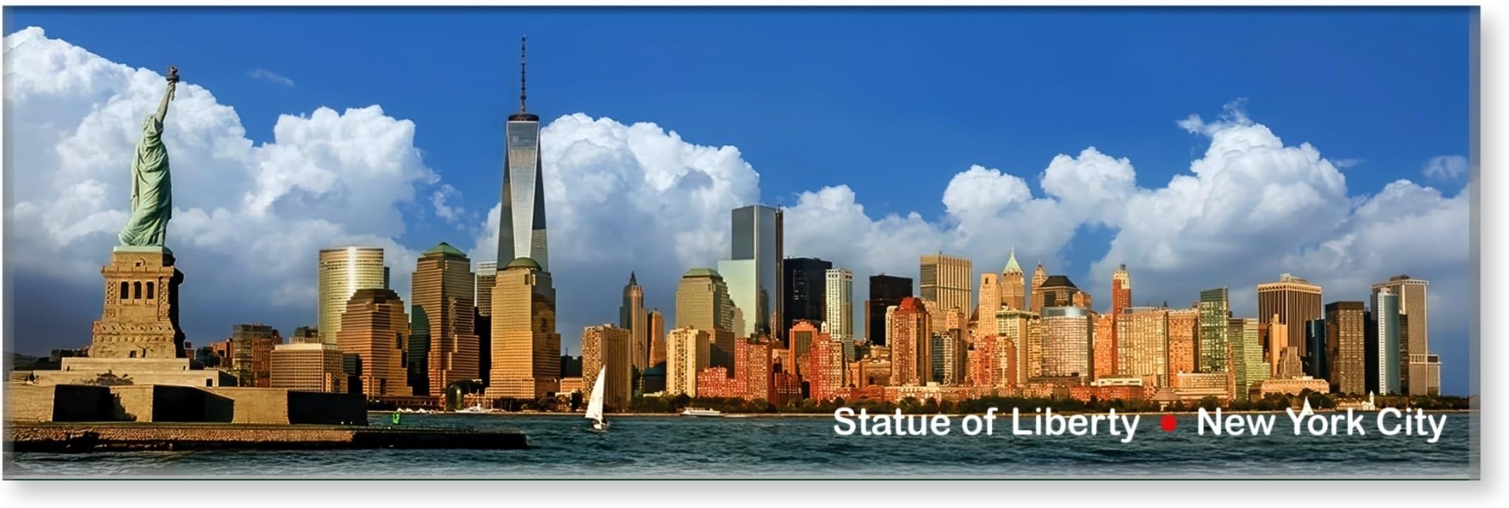 Statue of Liberty & Downtown Skyline Panorama - New York City Photo Souvenir Refrigerator Magnet NYC Fridge Metal Magnet - New York Landmarks Cool Collectible Keepsake Gifts