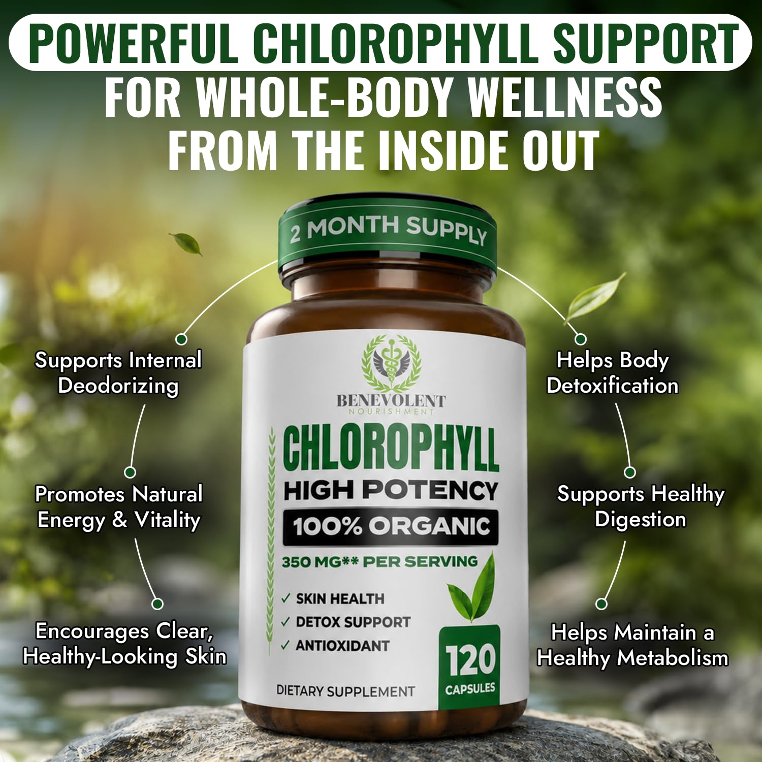 Benevolent Chlorophyll Capsules for Internal Freshness – 120 Count — Amazon image 2
