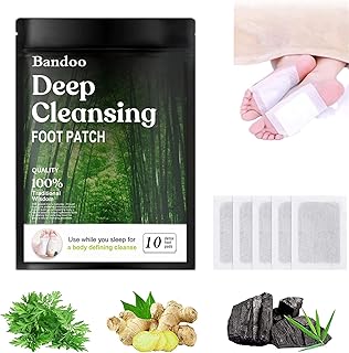 Bandoo Natural Cleansing Patches, Rana Pads, Detox Foot Pads, Pure Natural Bamboo Vinegar for Relieves Stress and Fatigue (50 Pcs)