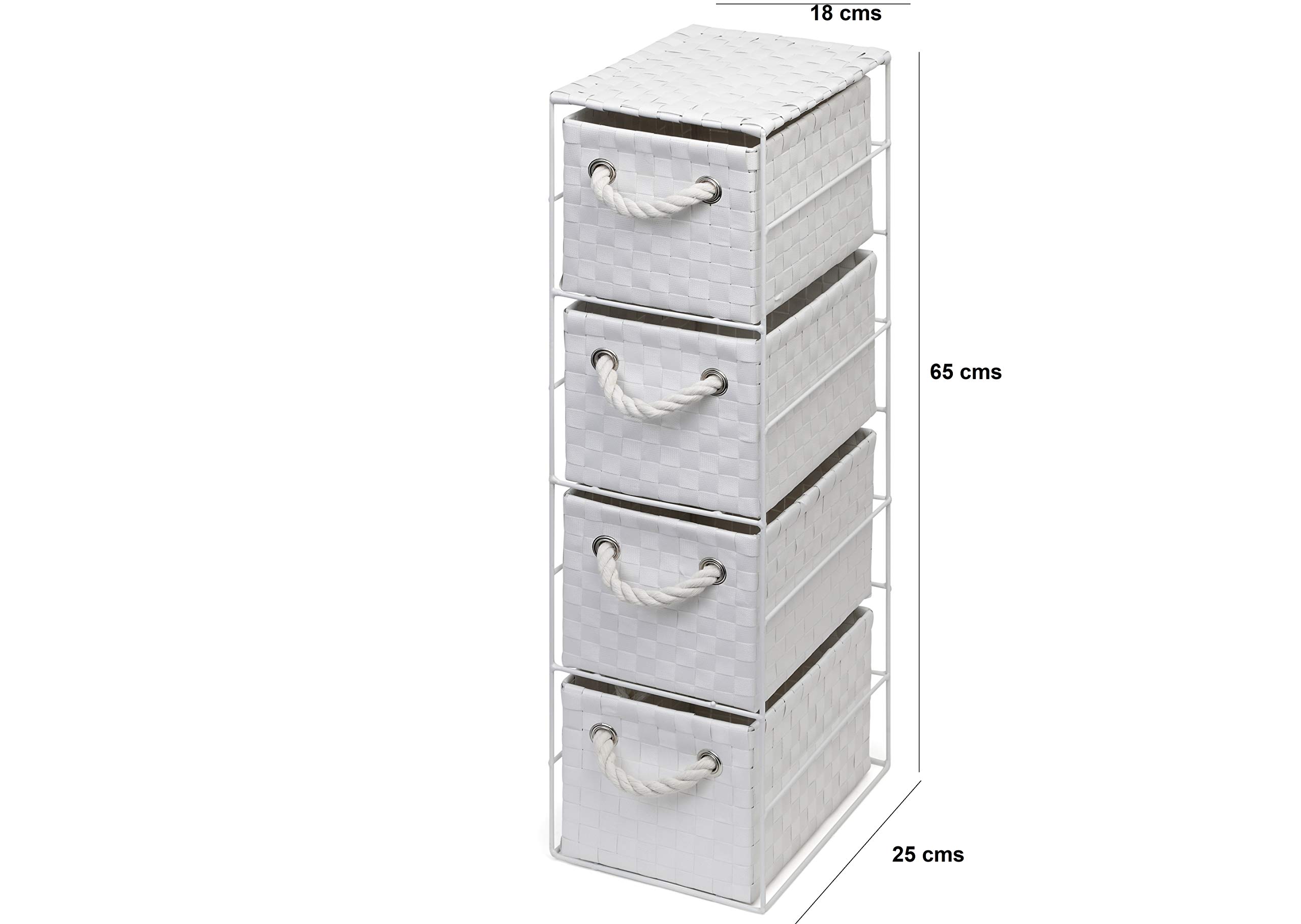 ARPAN - Armario de Almacenamiento con 4 cajones, Color Blanco, Ideal para el hogar, Oficina, Dormitorio, Unidad de 18 x 25 x 65 cm.