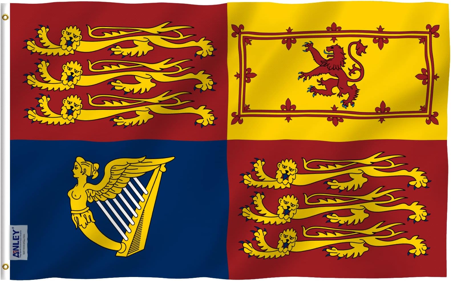 Anley Fly Breeze 3x5 Foot United Kingdom Royal Standard Flag - Canvas Header and Double Stitched - British UK England Great Britain Queen Elizabeth II Flags Polyester with Brass Grommets 3 X 5 Ft