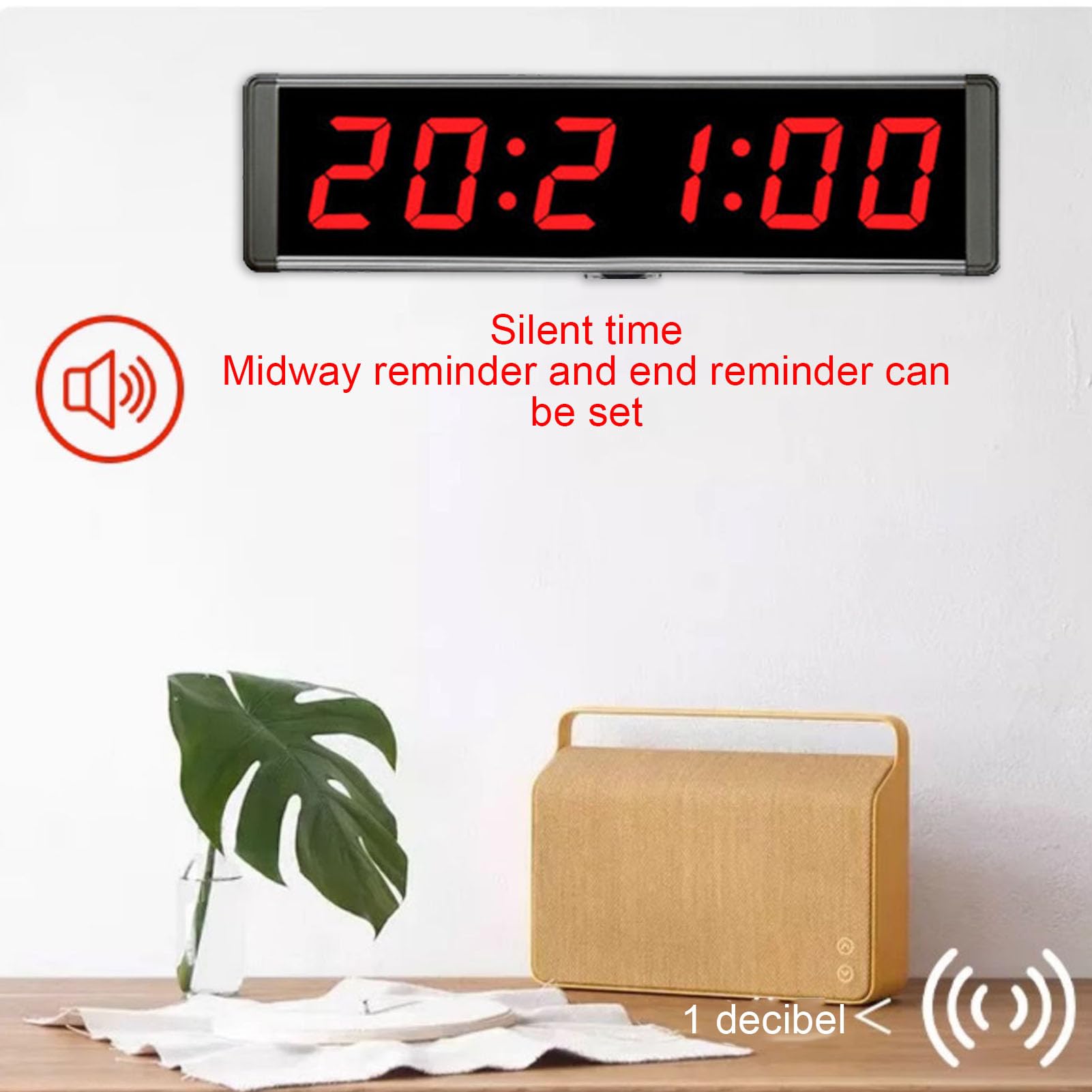 Temporizador de LED con 6 Dígitos, Reloj de Cuenta Regresiva para Gimnasio y Eventos, Temporizador Multifuncional con Control Remoto y Marco de Aluminio Rojo