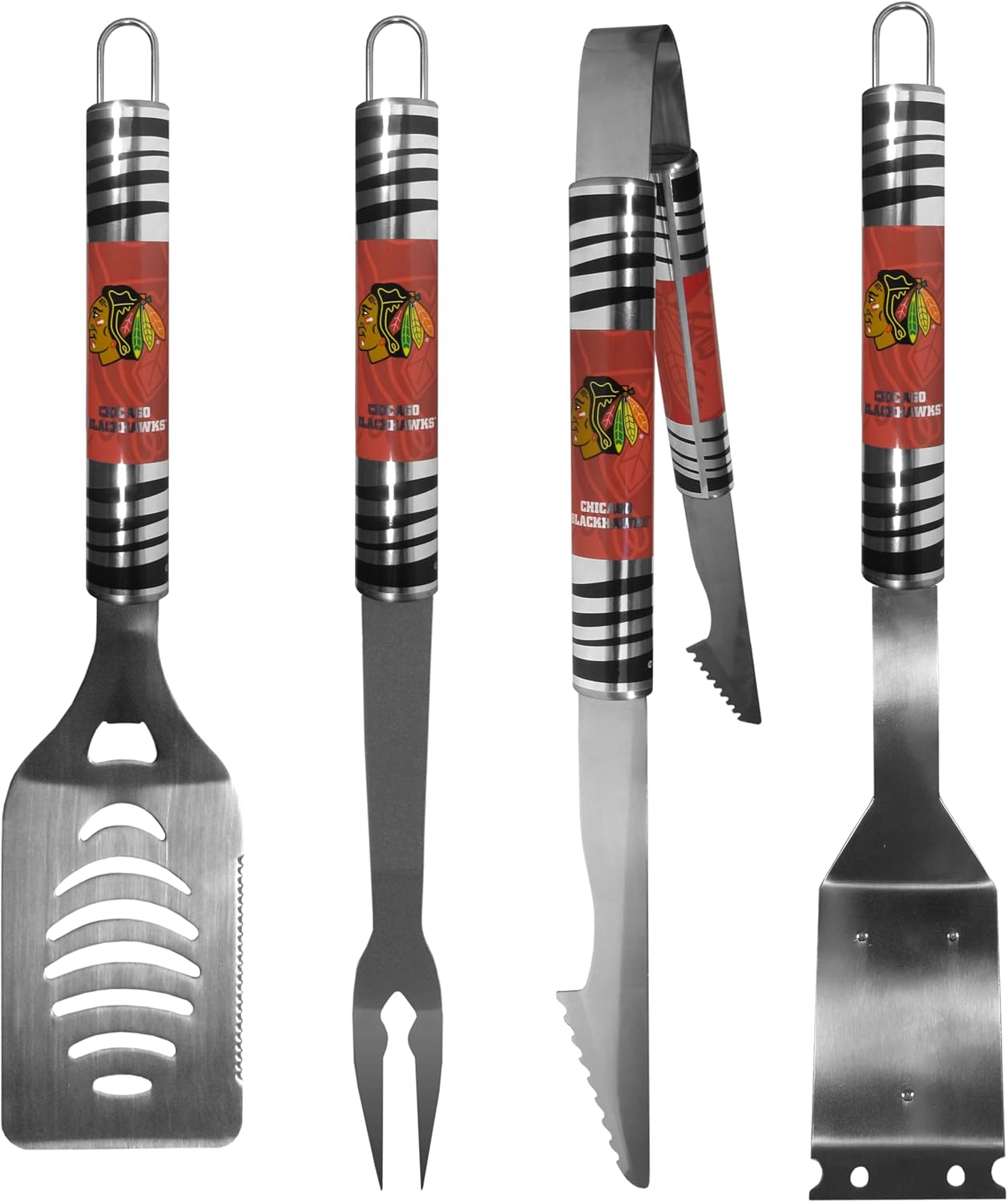 Siskiyou NHL Chicago Blackhawks 4 pc Steel Grill Tool Set, One Size, Team Colors