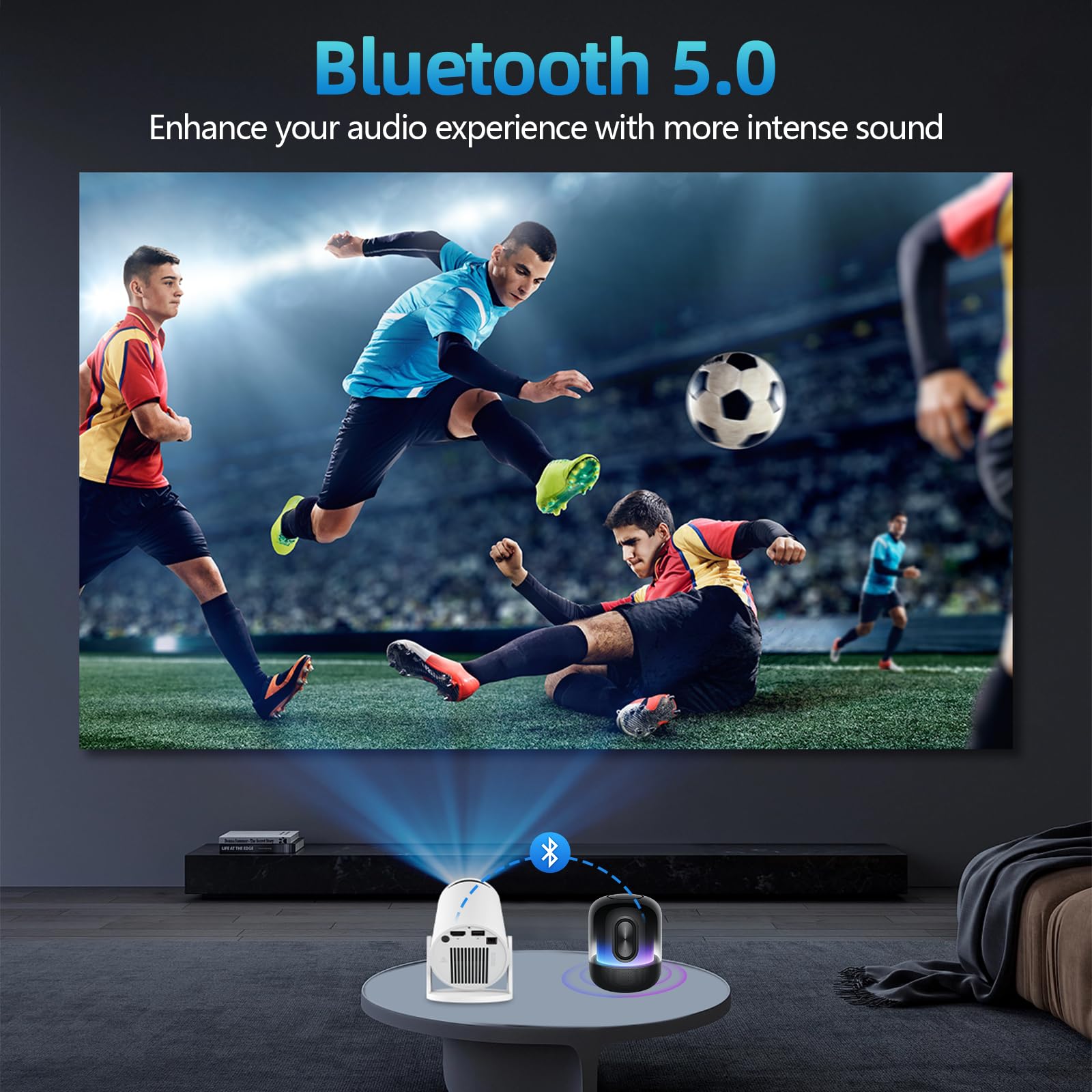 Mini Projecteur 4K Videoprojecteur Portable Projecteur Video WiFi 6 BT 5.4 Android 11 Retroprojecteur 1080P Full HD Supporté pour TÉLÉPhone PC Lap HDMI Home Cinéma 180° Rotation (HY300Pro+)