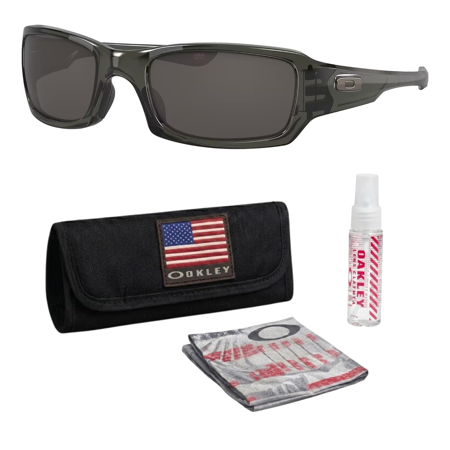 OAKLEY Óculos de sol FIVES SQUARED OO9238 formato retangular com kit oficial de óculos, Cinza fumê, 54 mm