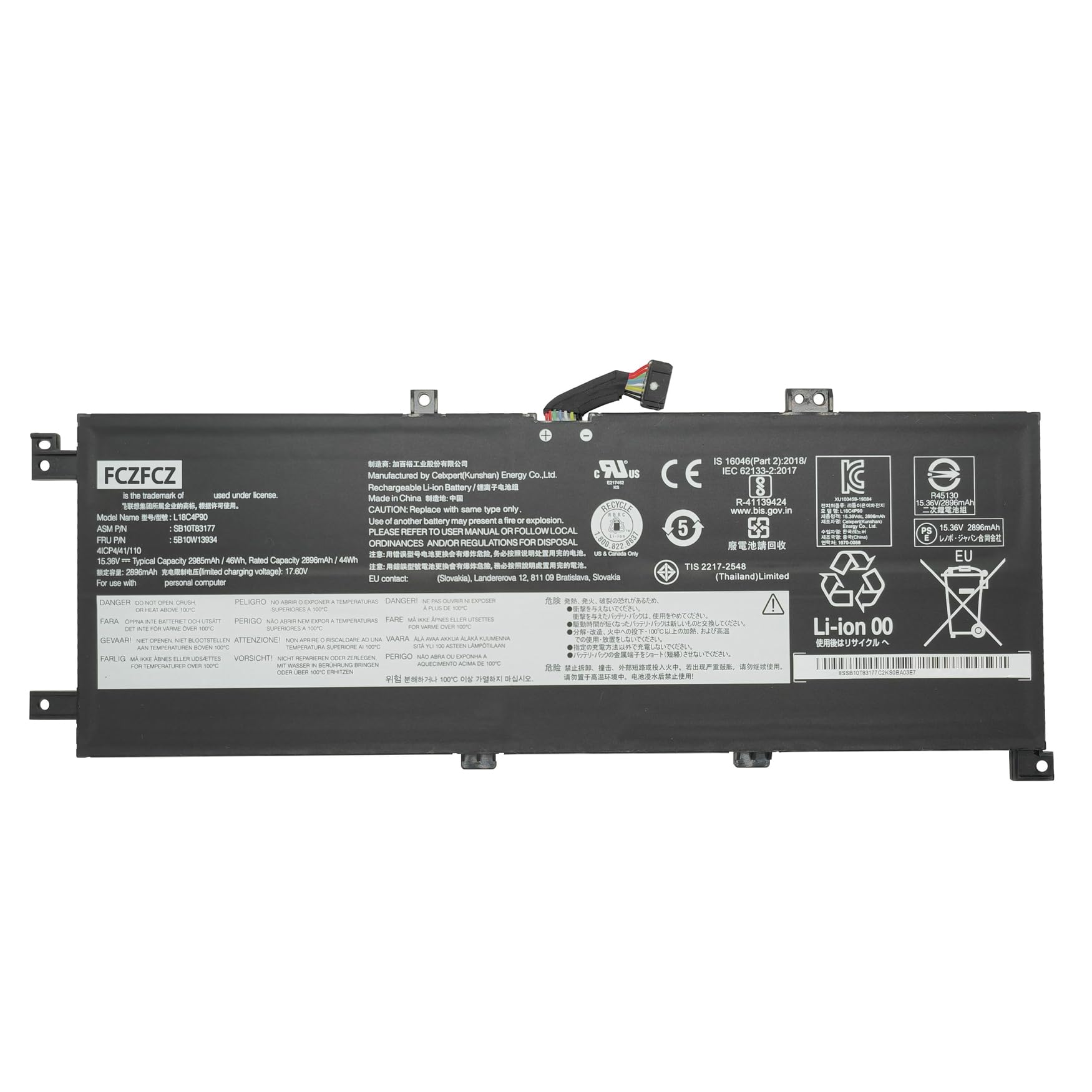 Amazon.com: FCZFCZ L18C4P90 Battery 46Wh Replacement for Lenovo Amazon.com: FCZFCZ L18C4P90 Battery 46Wh Replacement for Lenovo