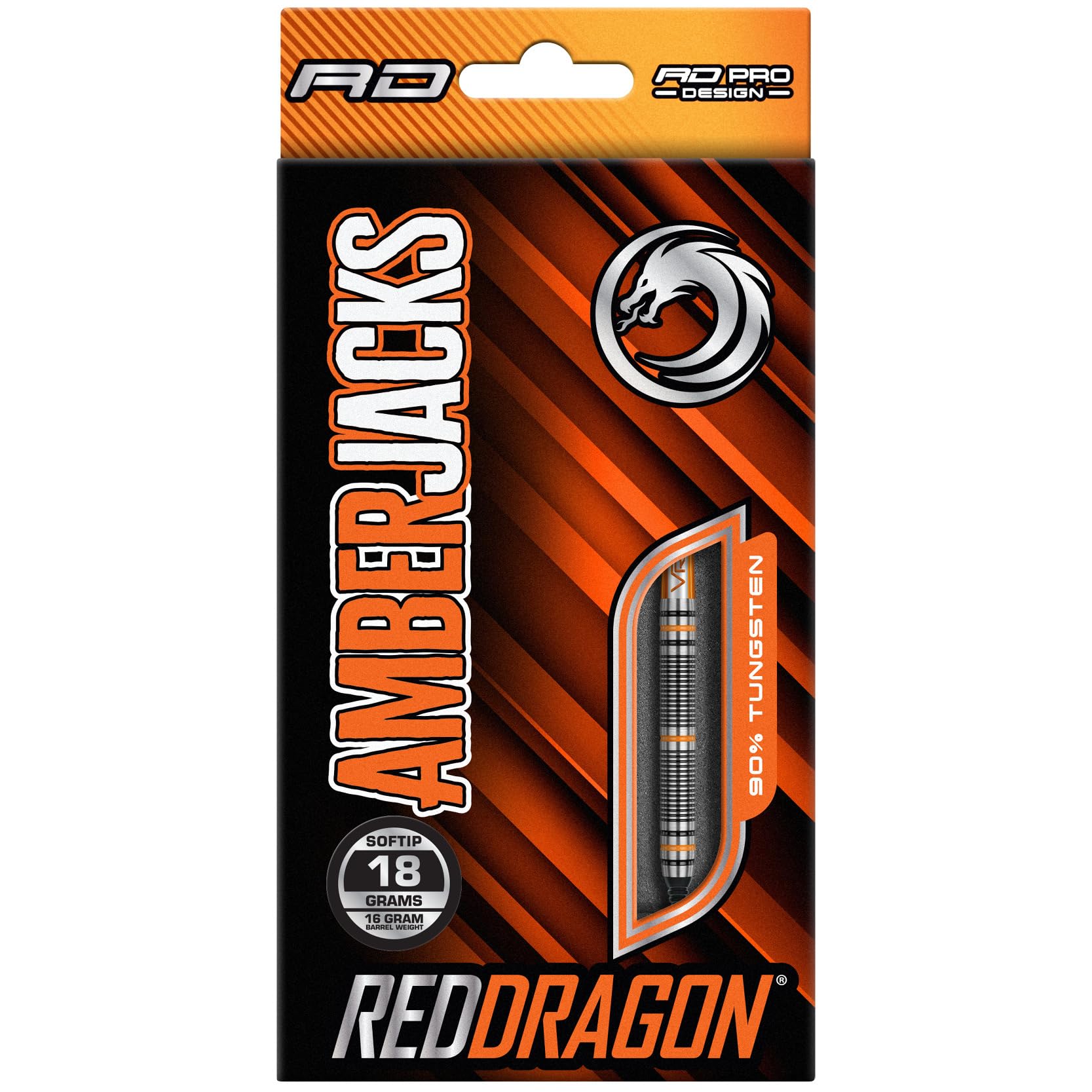 RED DRAGON Amberjack 2 Soft Tip: 18g - Tungsten Soft Tip Darts Set with Flights and Stems