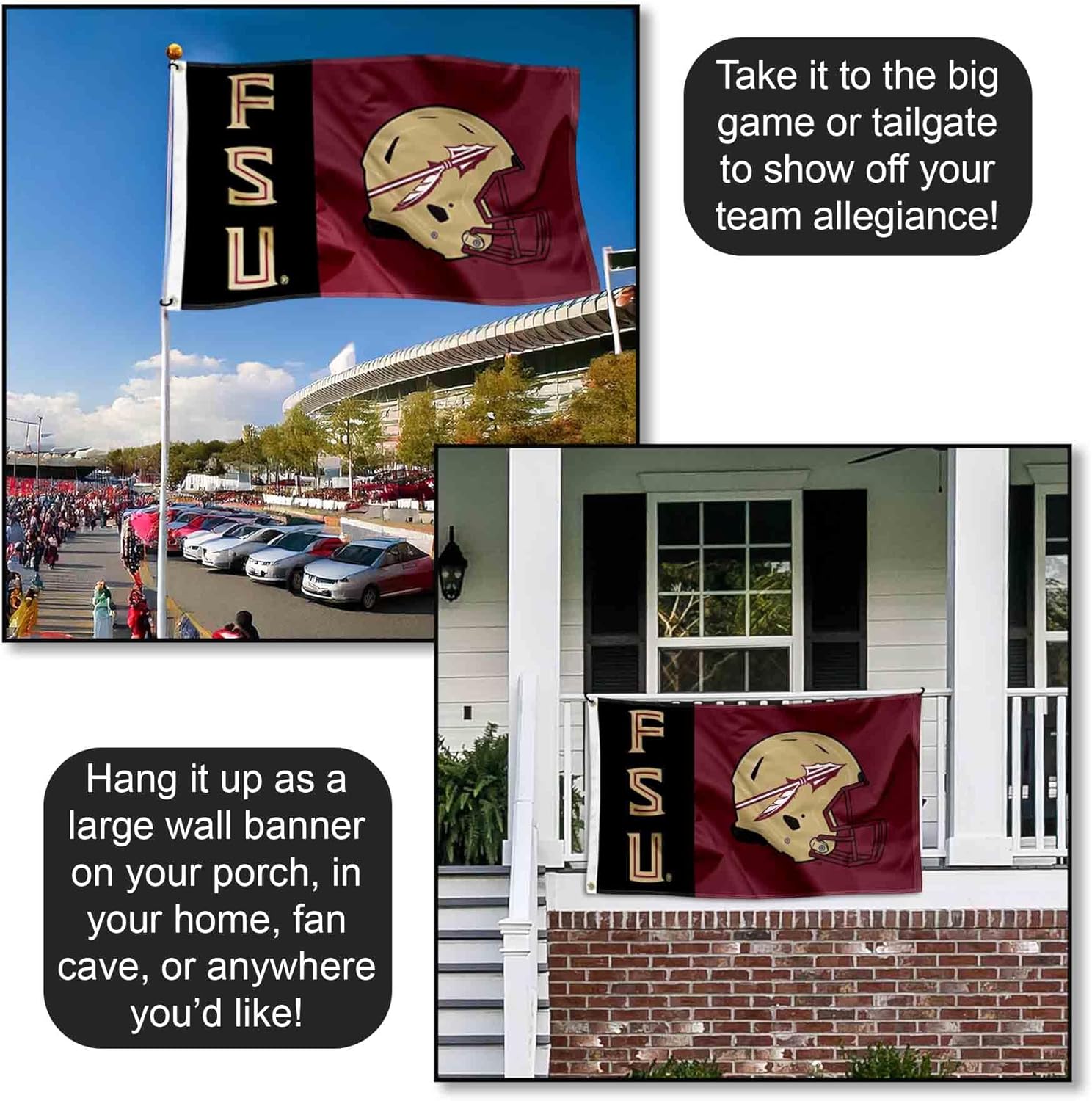 Florida State FSU Noles Football Helmet 3x5 Flag
