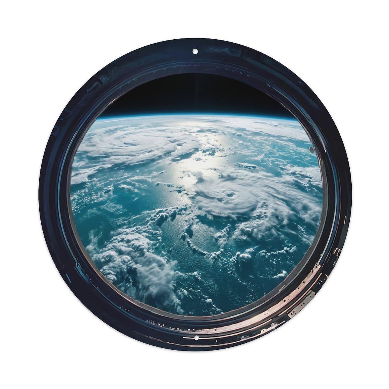 Aqua Ocean World Porthole View Metal Tin Sign