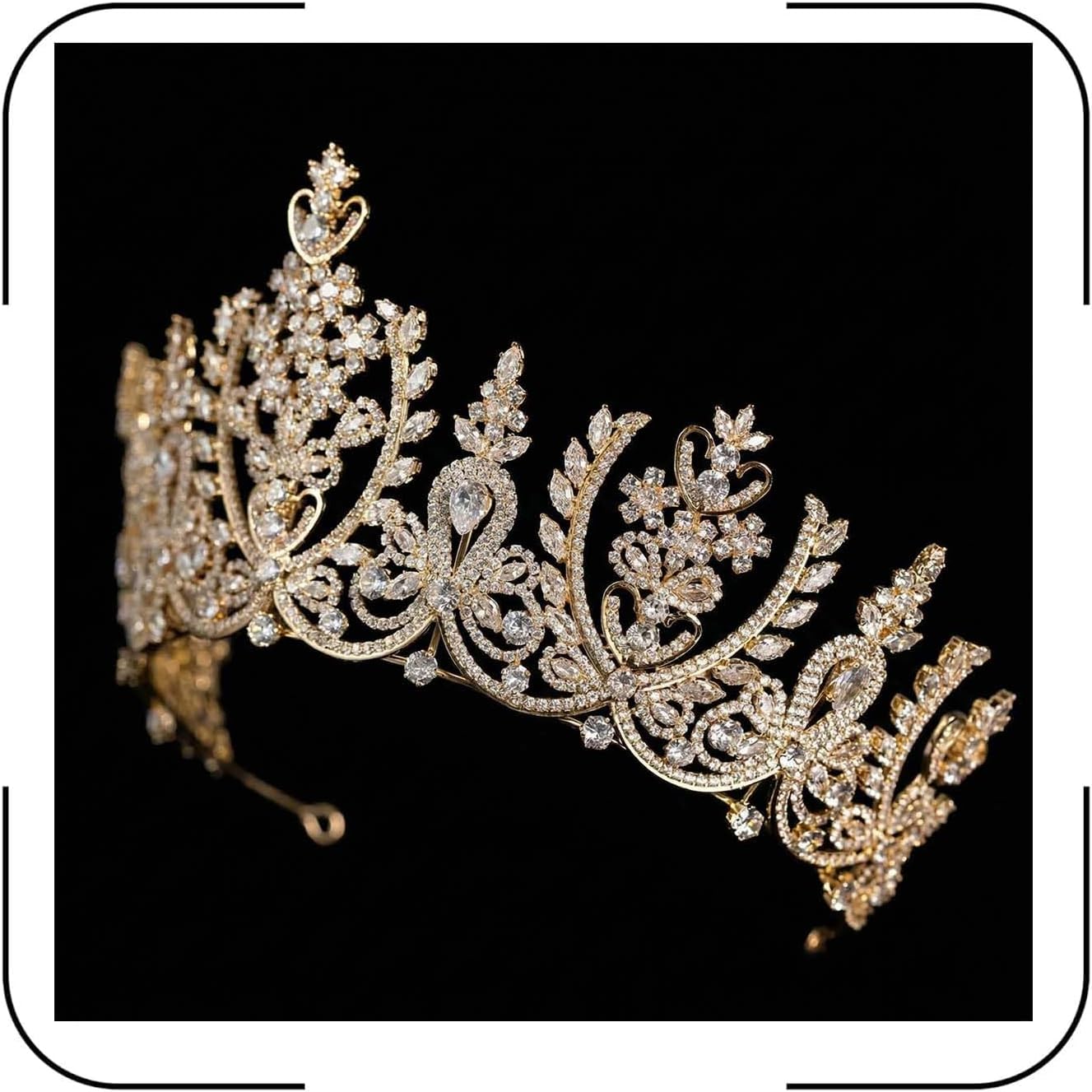 QXMYOO Luxury Wedding Crown for Women Big Queen Crown for Bride Birthday Tiaras Pageant Quinceanera Bridal Headband Hair Accessories