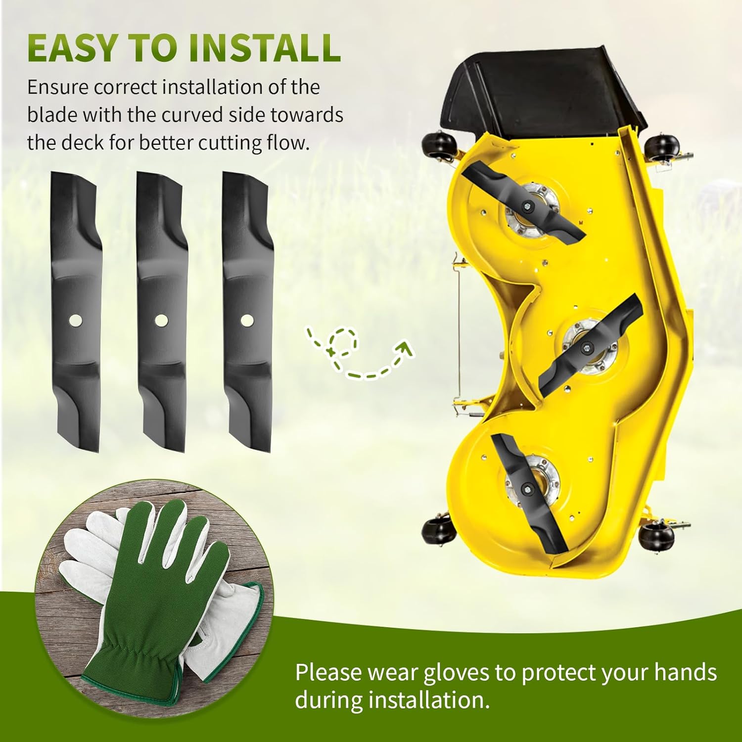 Replacement 942-04417 High Lift Mower Blades, Compatible with 48" Deck Cub Cad et Enforcer Recon 48 Tank Z-Force Pro Z Lawn Tractors, Replace for 01005336 742-04417 942-04417A, 3 PACK