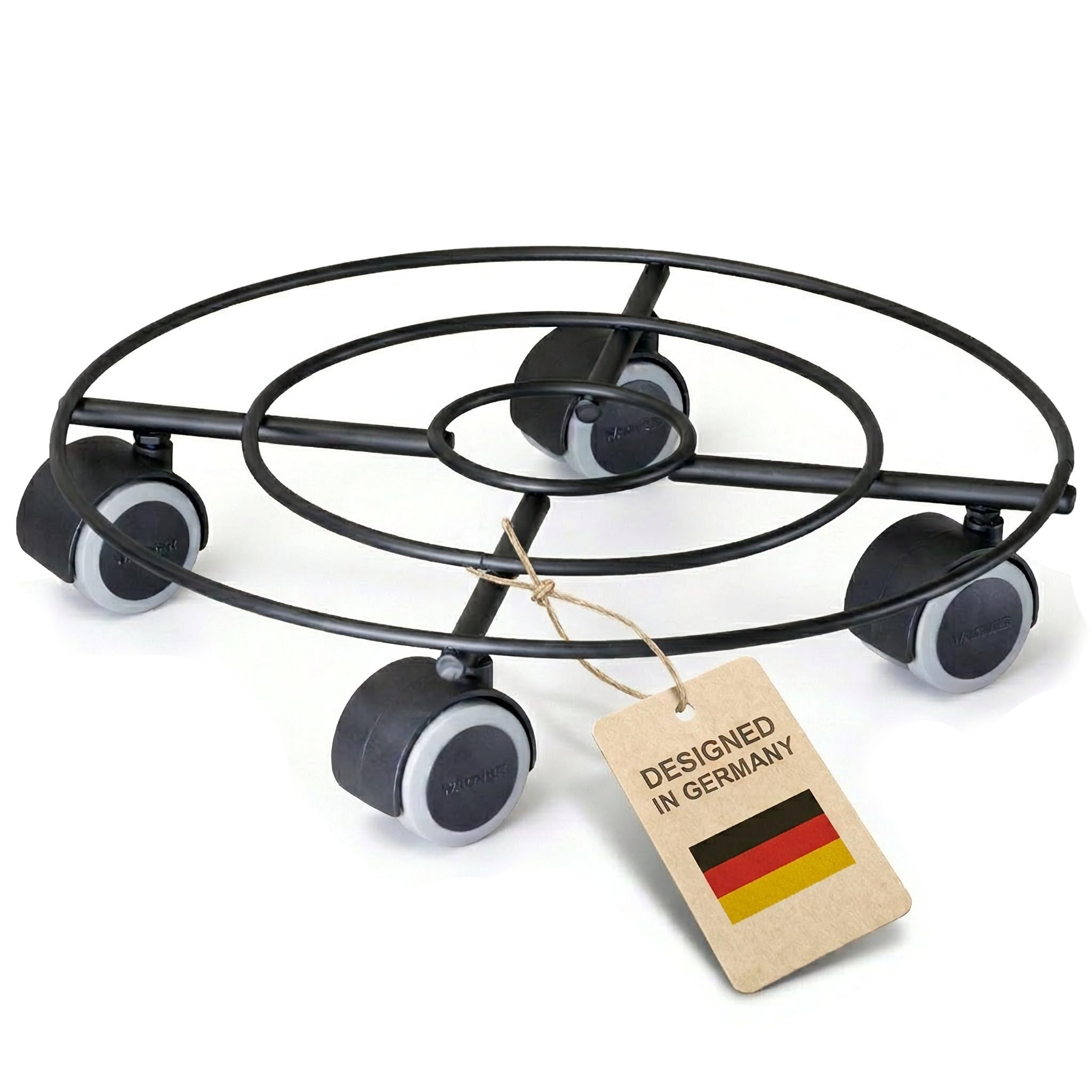 Wagner 20094401 rolka do roślin Drut Ø 30 x 6,5 cm, wałek do roślin do wnętrz, miękkie rolki, wałek na kwiaty z powlekanej stali, w kolorze czarnym, nośność 60 kg